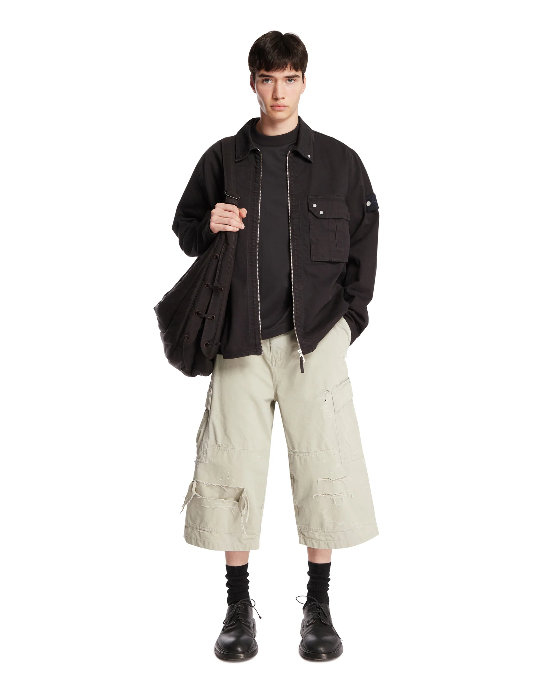 Giacca In Denim Con Zip Nera - Image 3