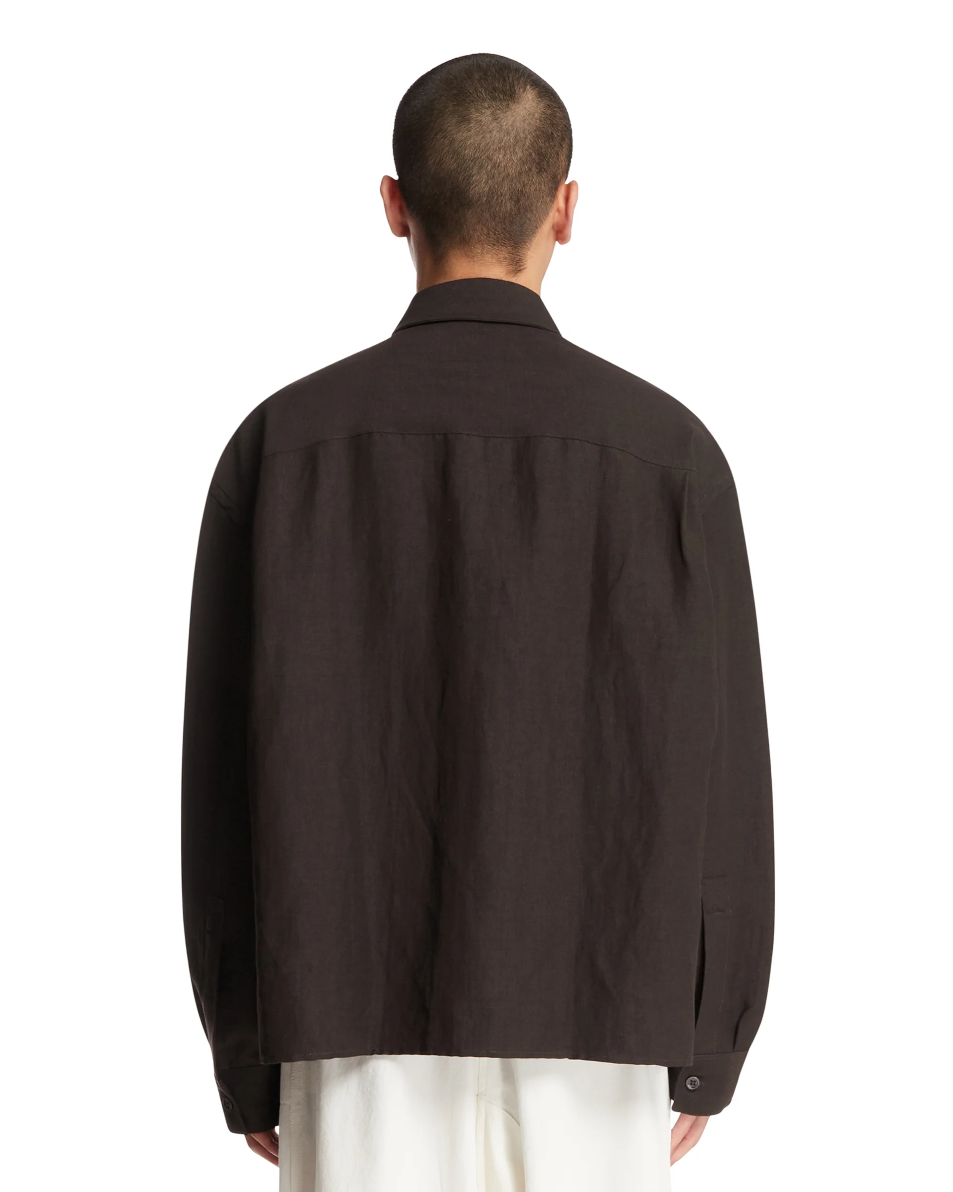 Overshirt In Lino E Lana Marrone - Image 5