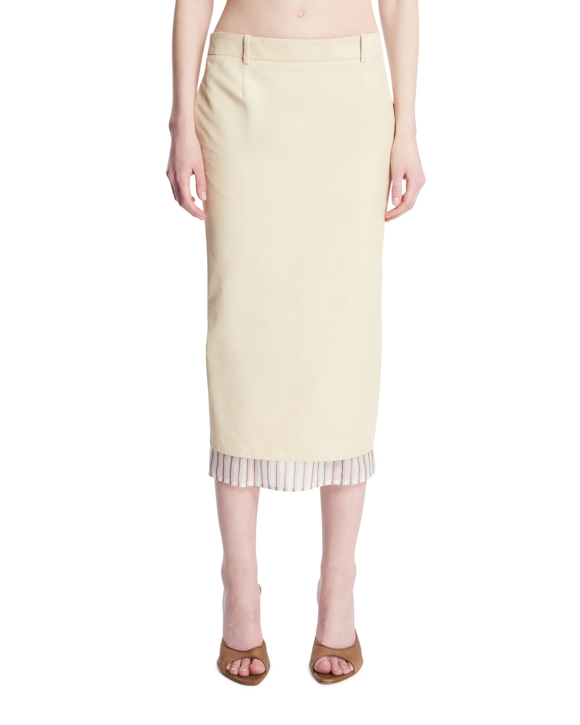 Gonna A Tubino Midi Beige