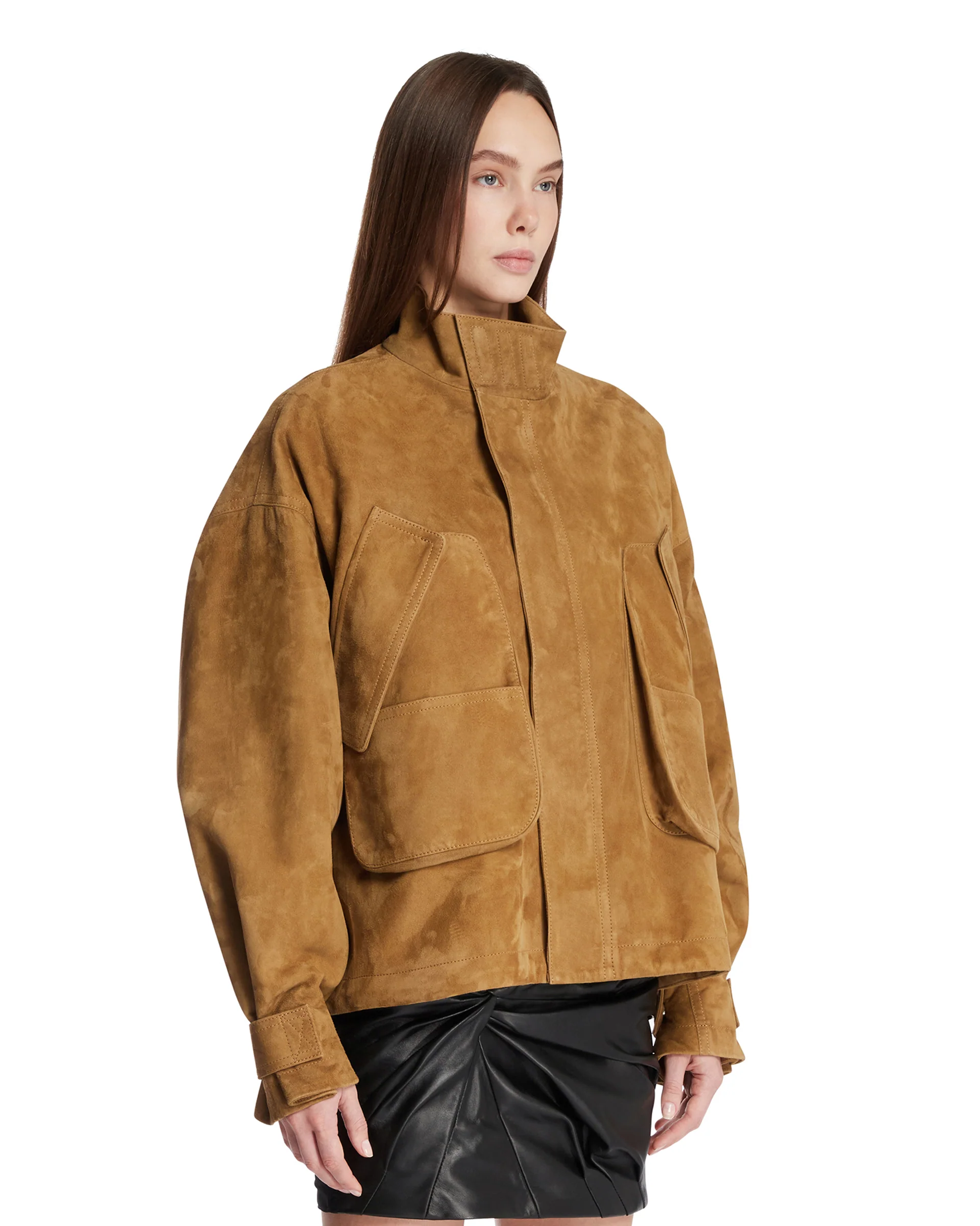 Giacca In Suede Multitasche Beige - Image 2