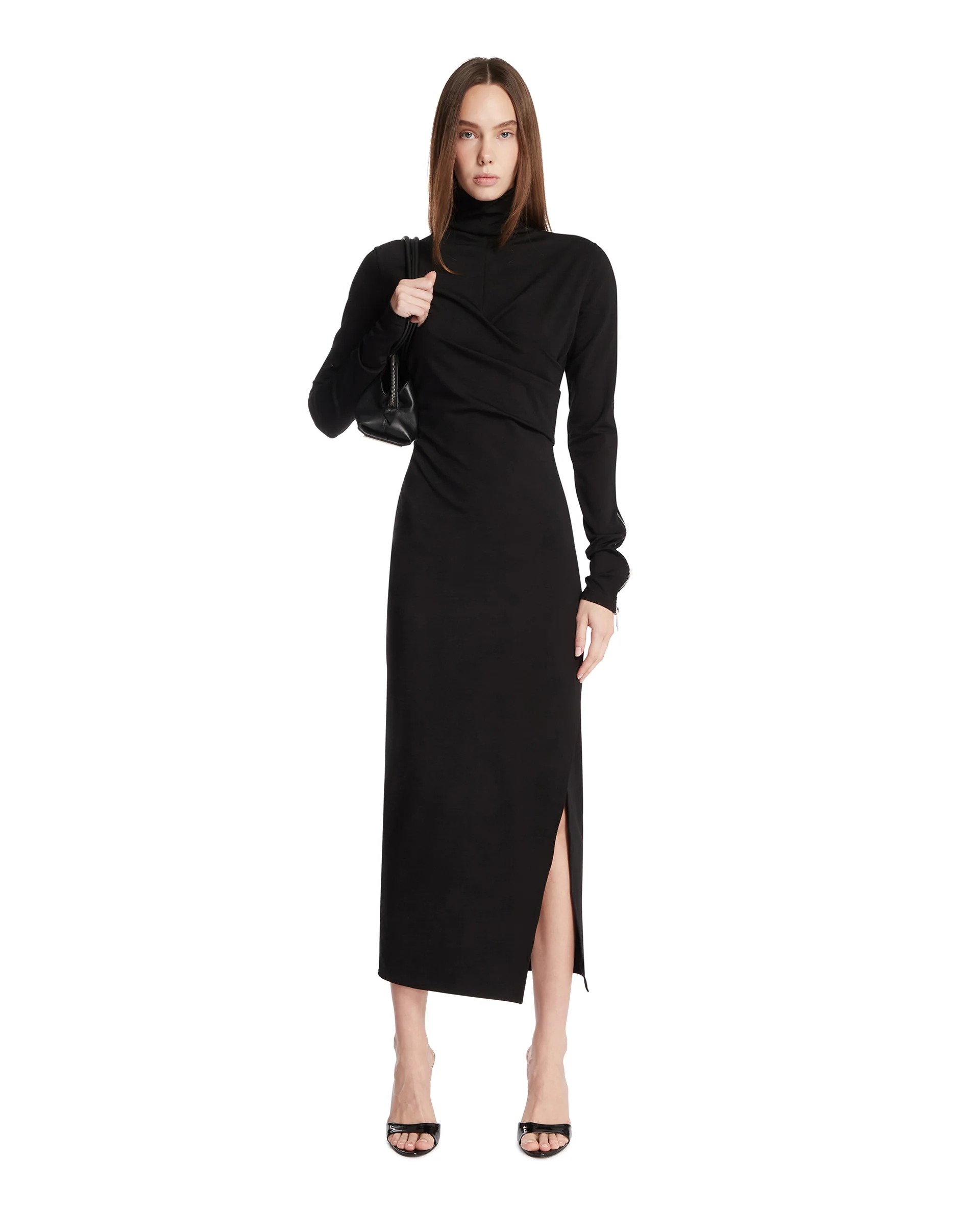 Abito Midi Aderente Con Zip Nero - Image 3