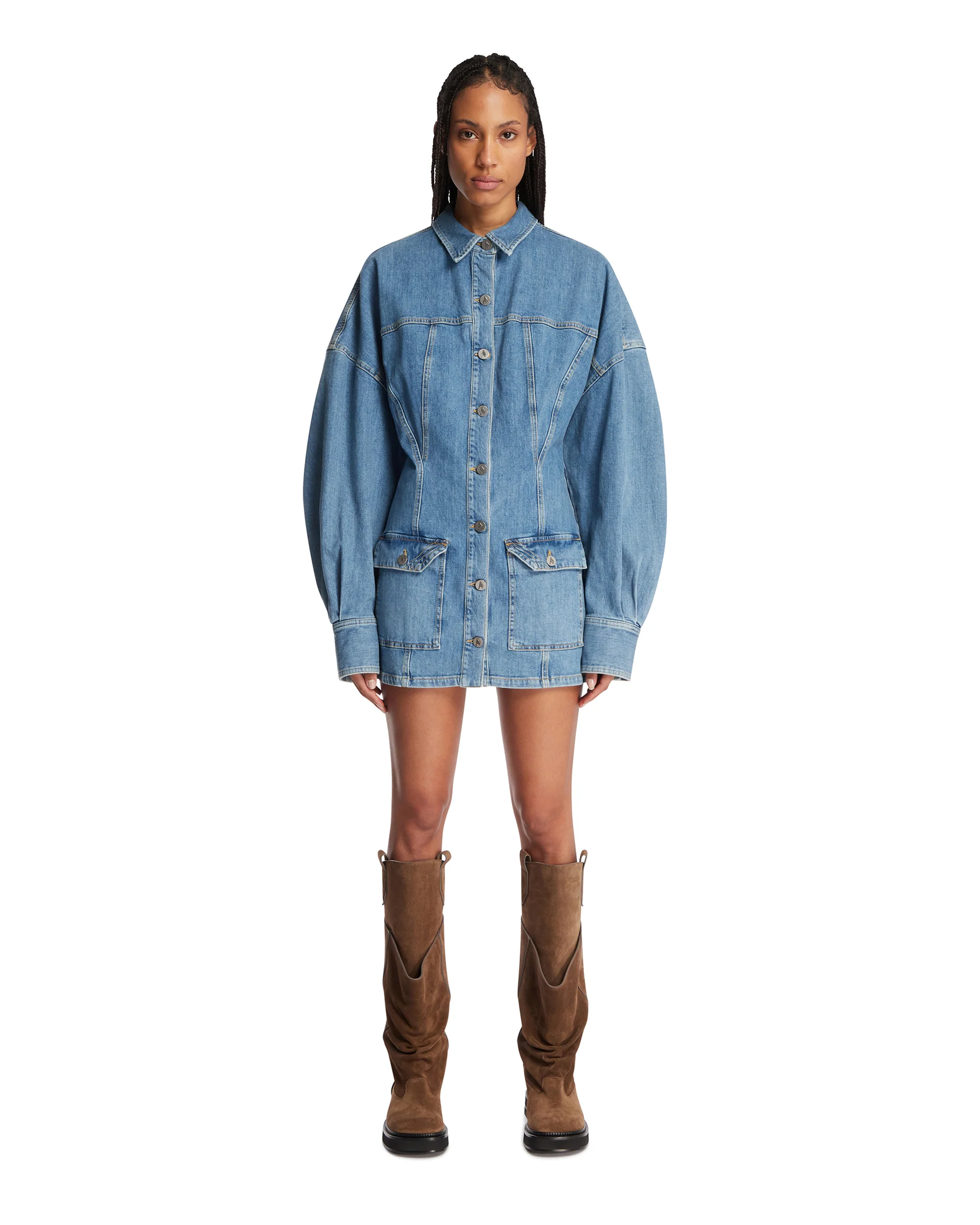 Abito In Denim Avvitato Blu