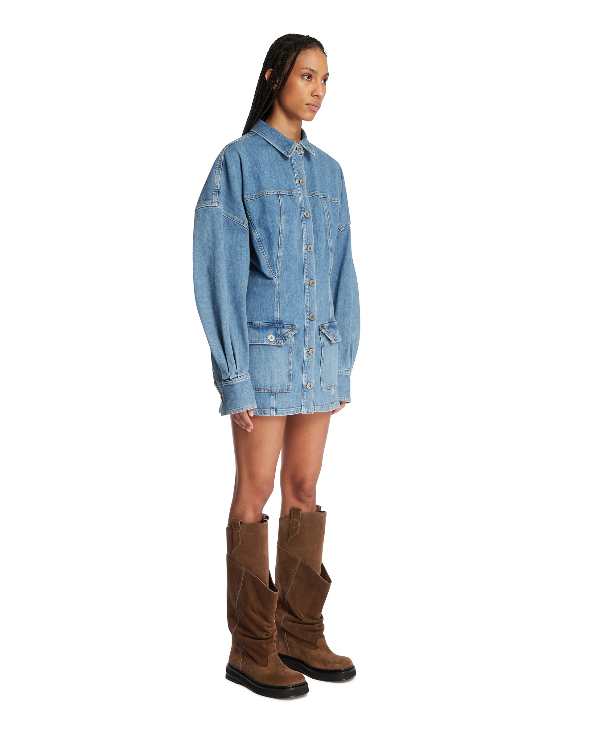 Abito In Denim Avvitato Blu - Image 2
