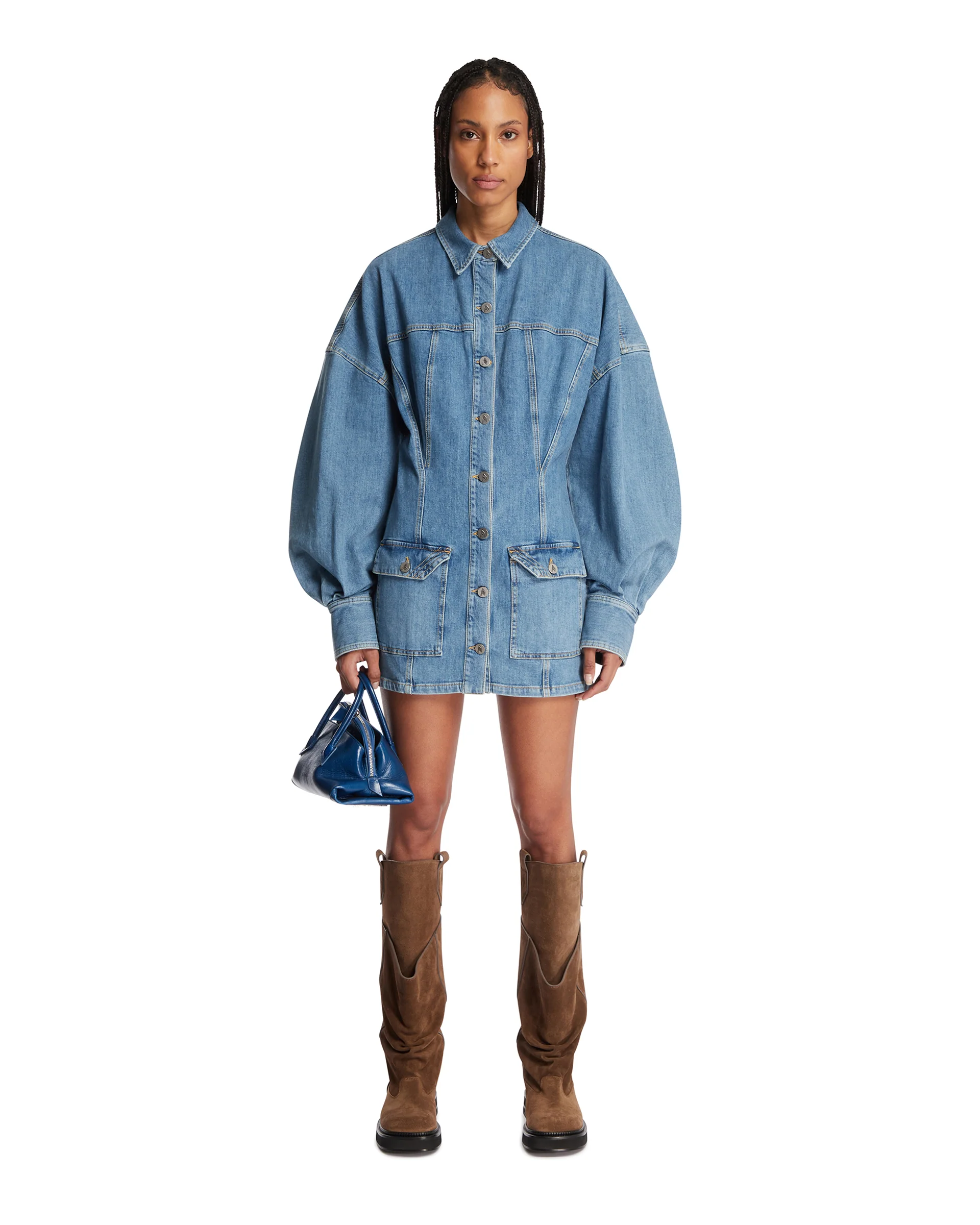 Abito In Denim Avvitato Blu - Image 3