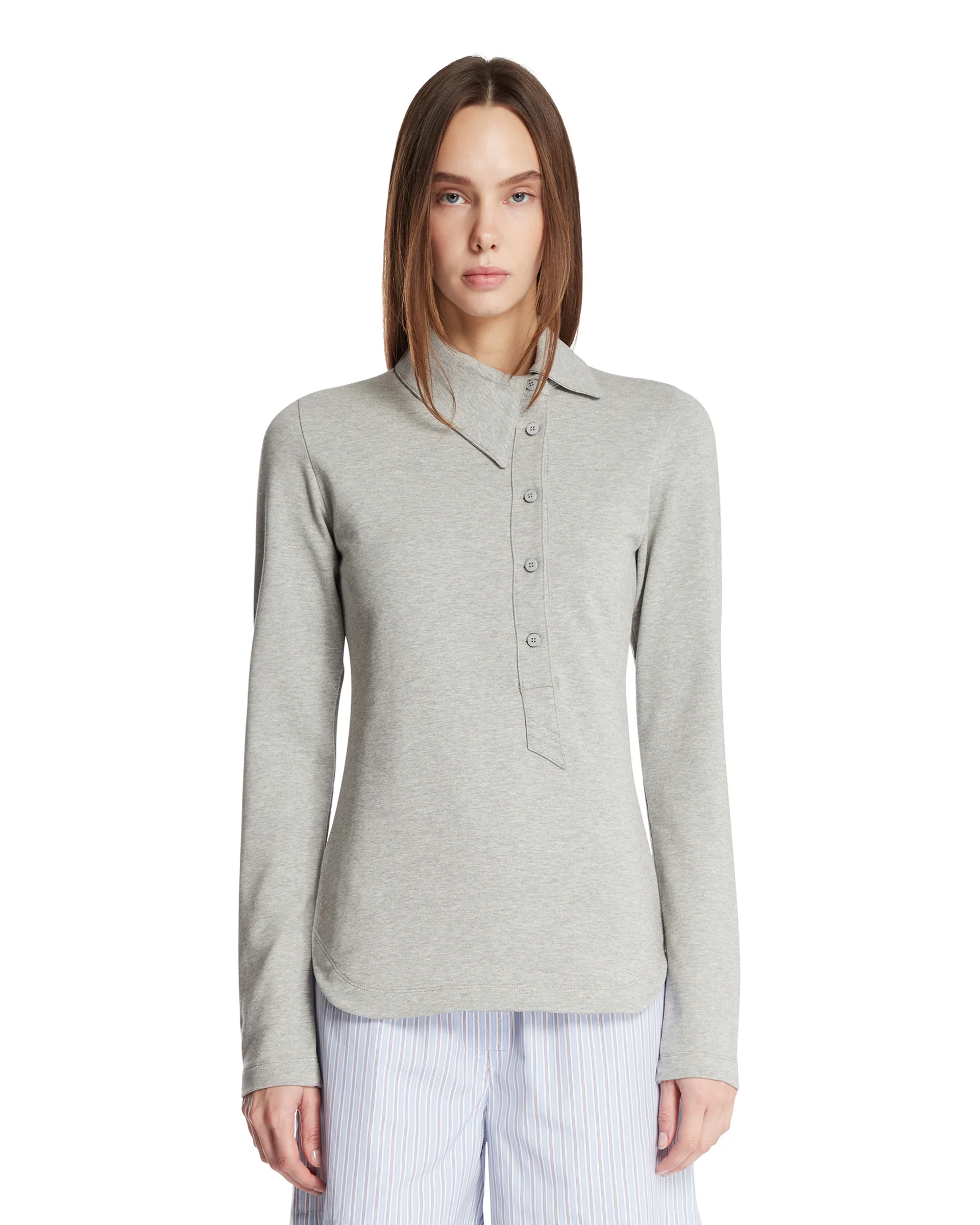 Top Asimmetrico In Cotone Grigio
