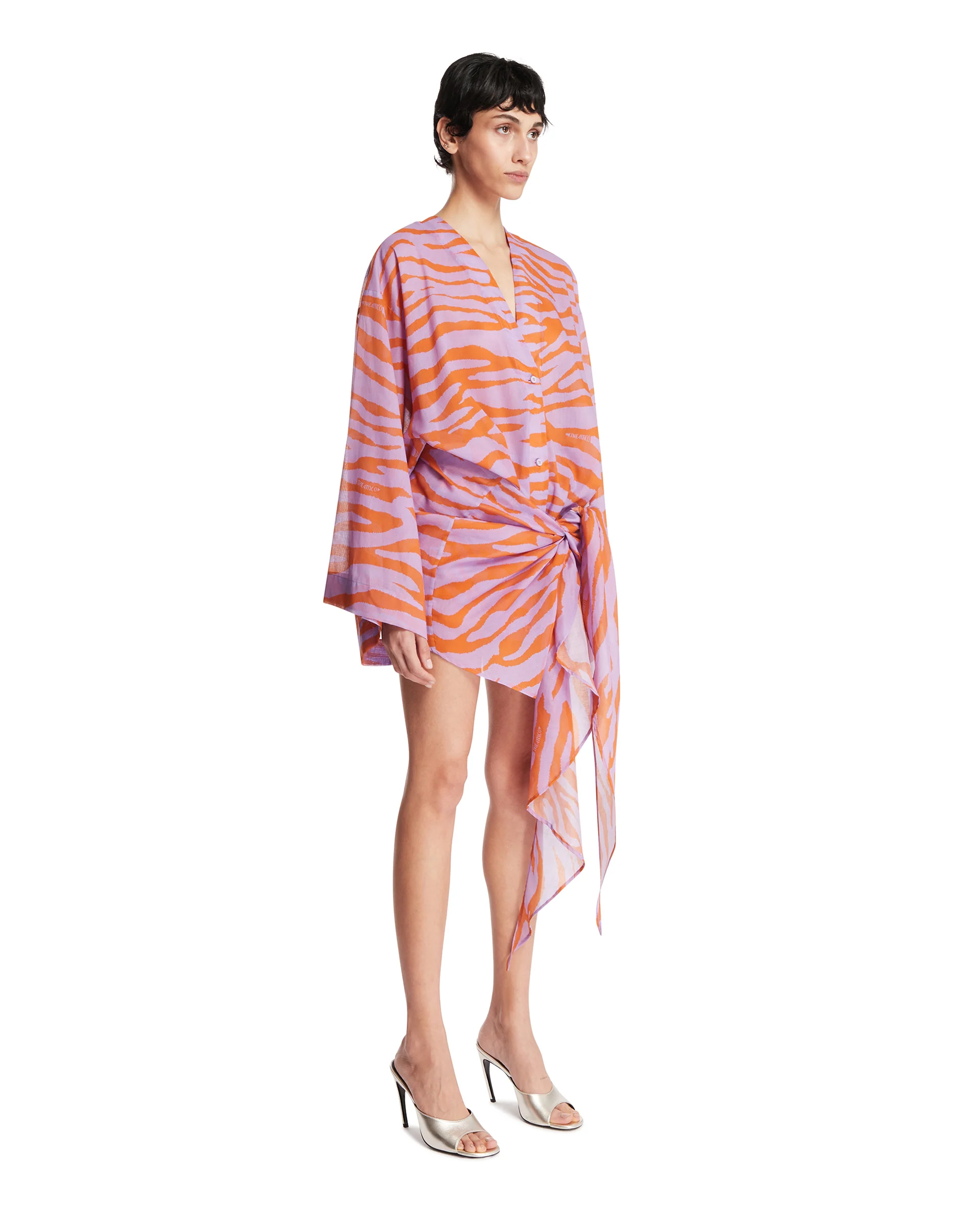 Mini Wrap Dress Zebrato Arancione - Image 2