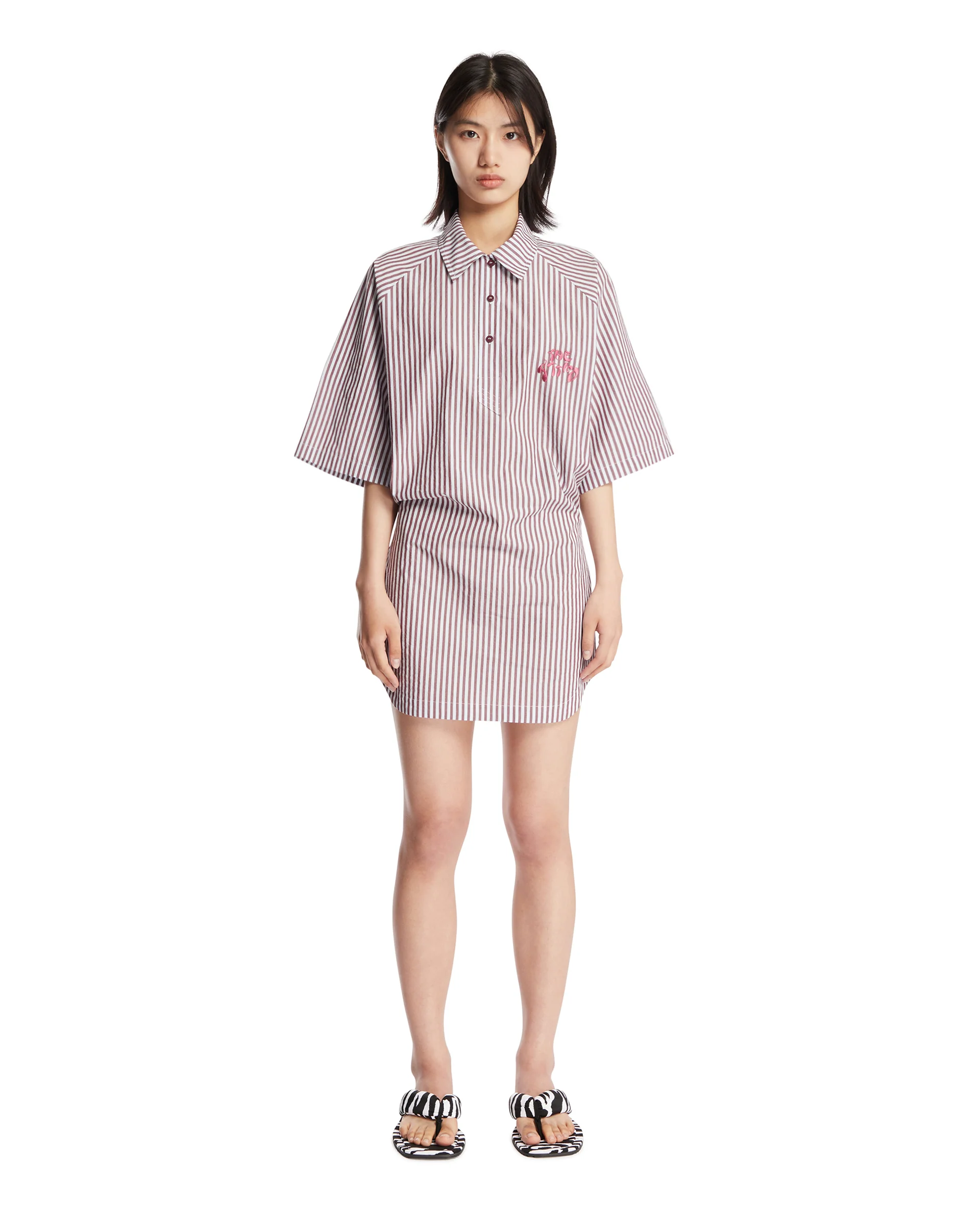 Mini Abito In Cotone A Righe