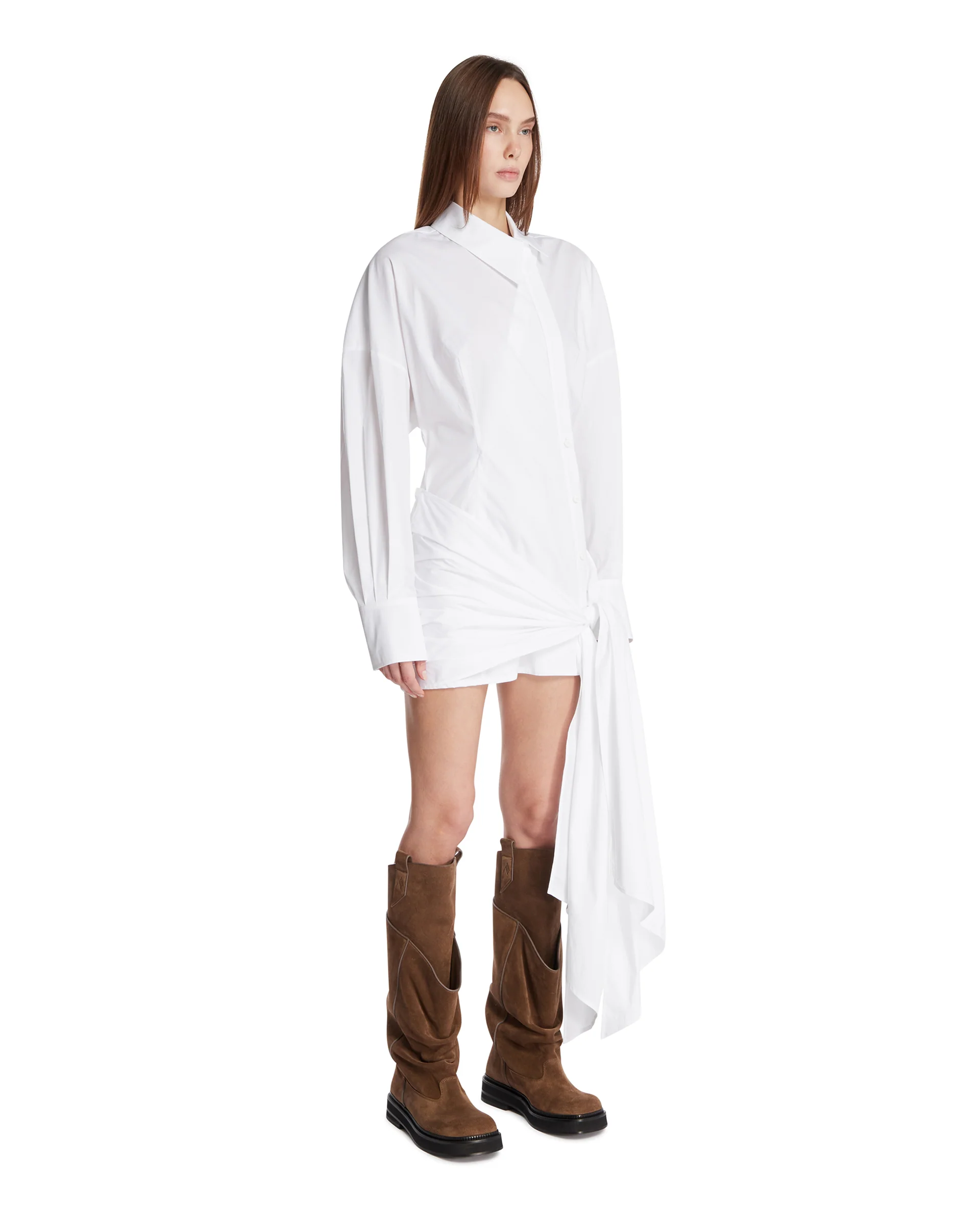 Abito A Camicia Con Drappeggio Bianco - Image 2