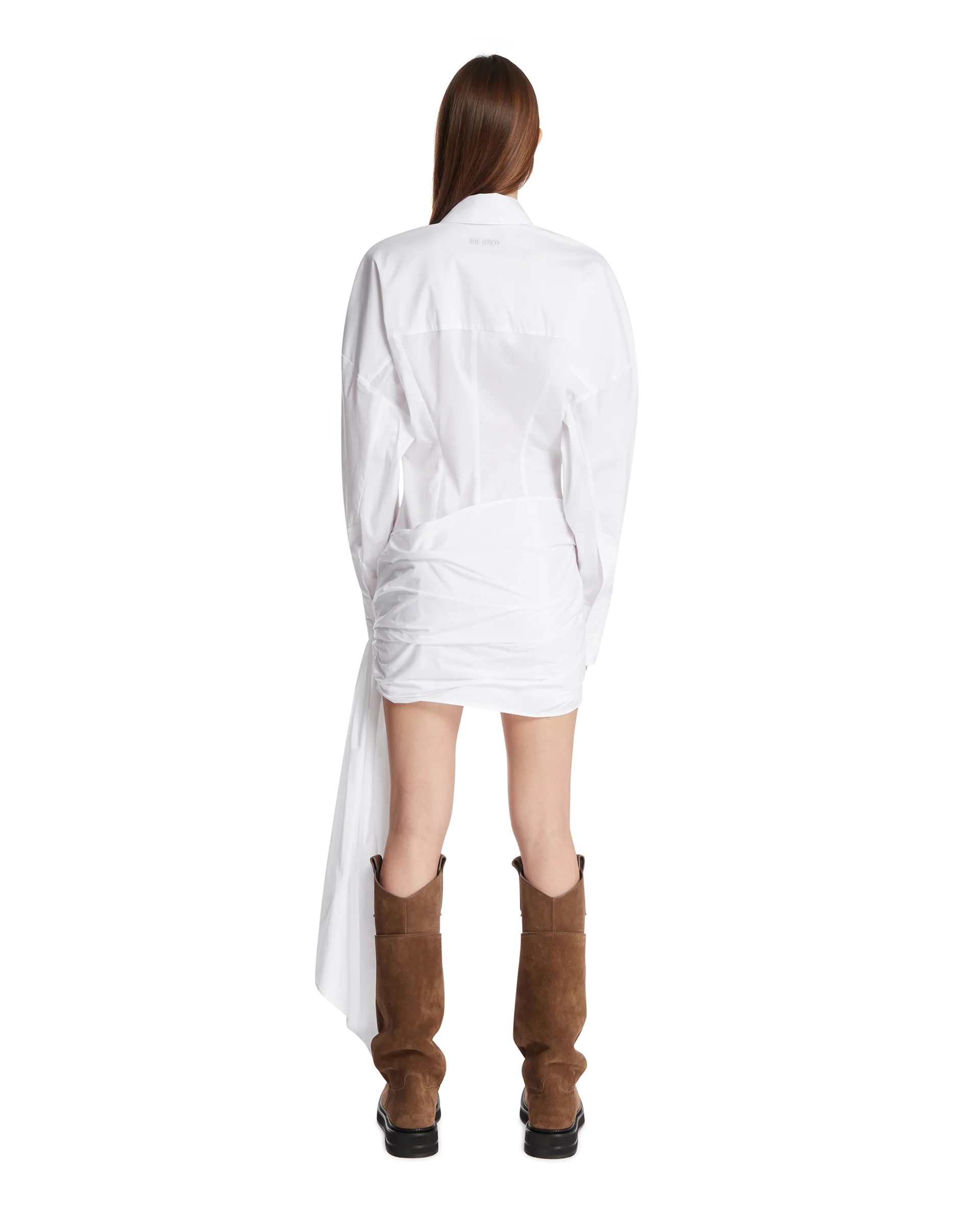 Abito A Camicia Con Drappeggio Bianco - Image 5