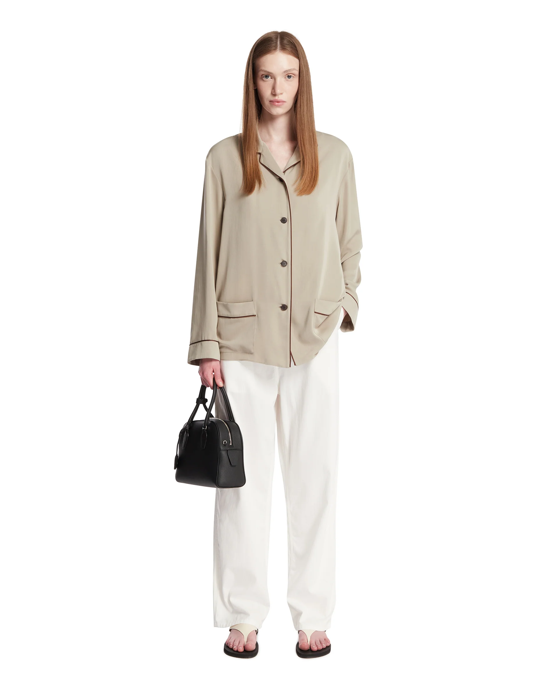 Camicia Clarinda In Seta Beige - Image 3