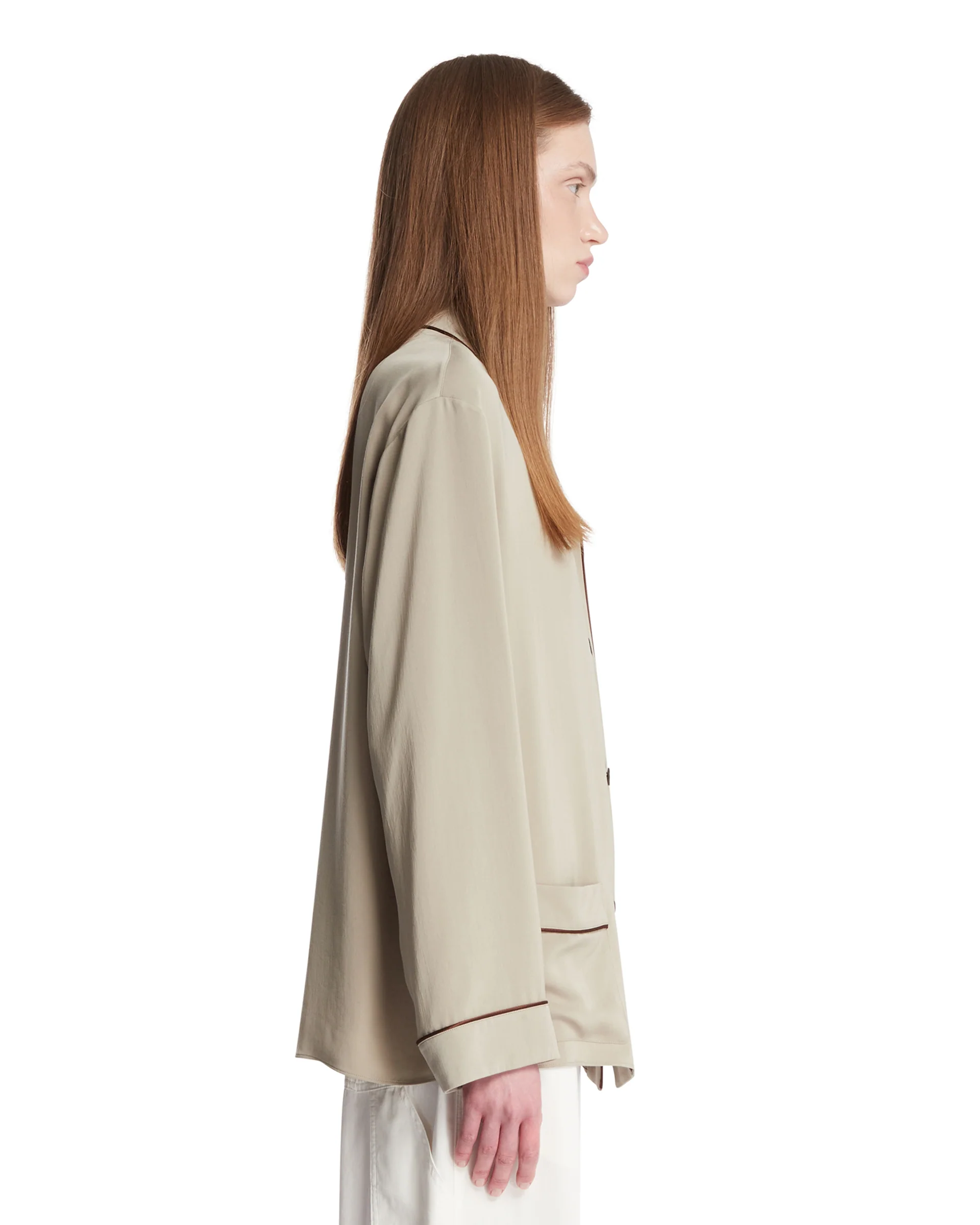 Camicia Clarinda In Seta Beige - Image 4