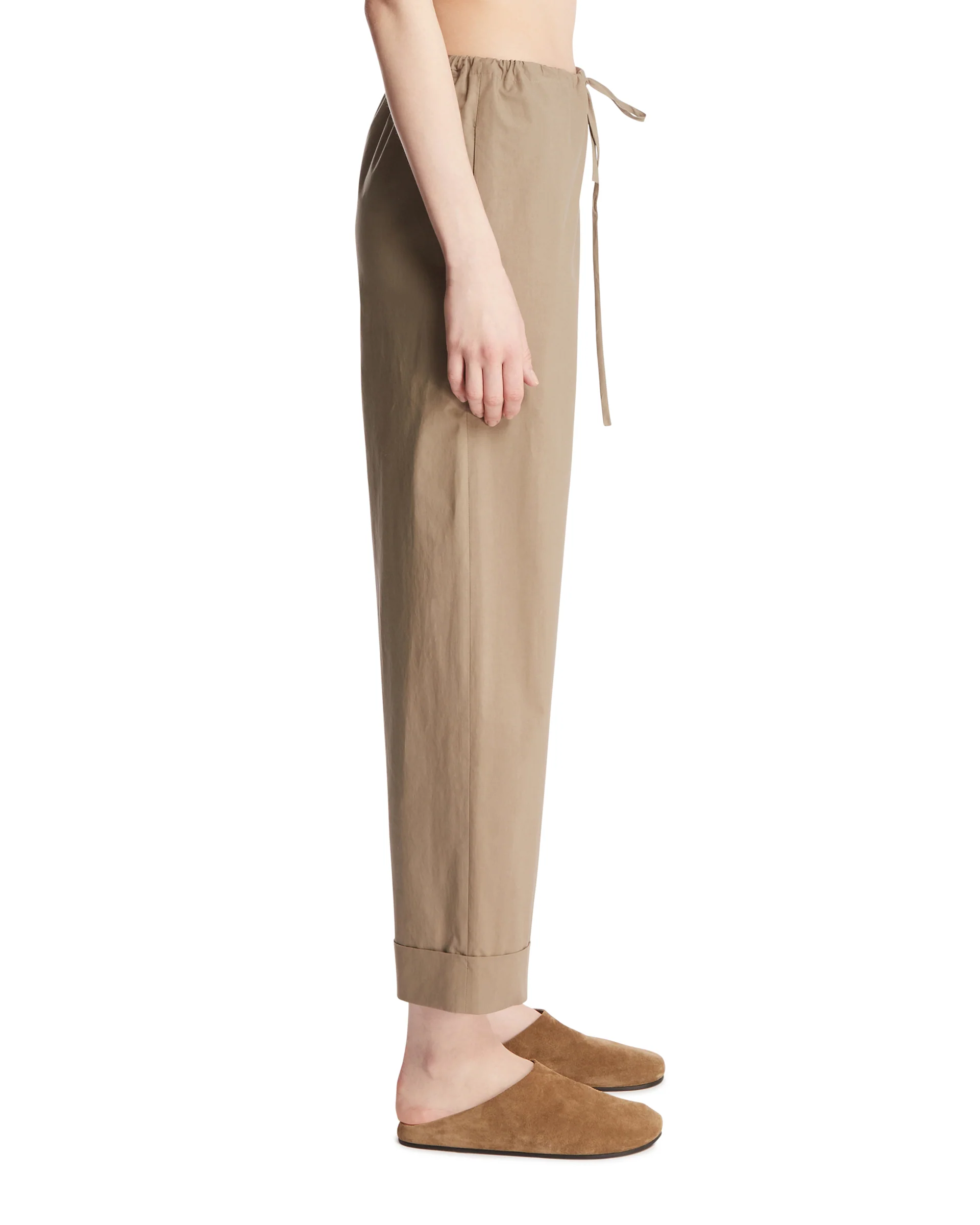 Pantaloni Cropped In Cotone Beige - Image 4