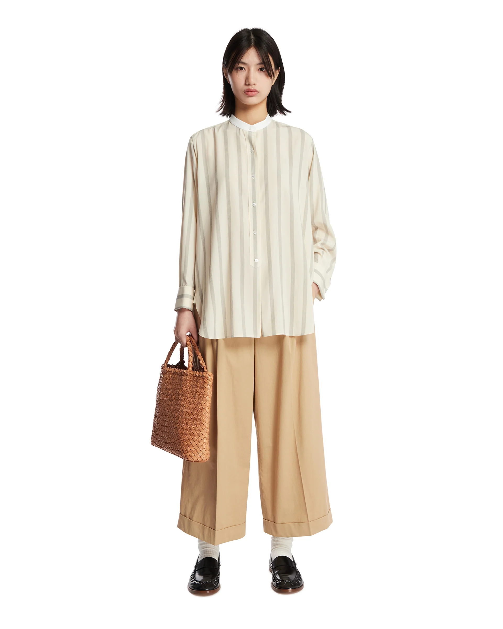 Camicia Falco In Seta Beige - Image 3
