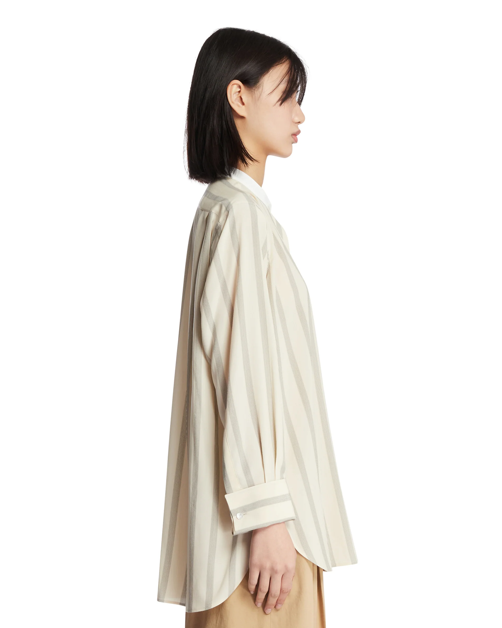 Camicia Falco In Seta Beige - Image 4
