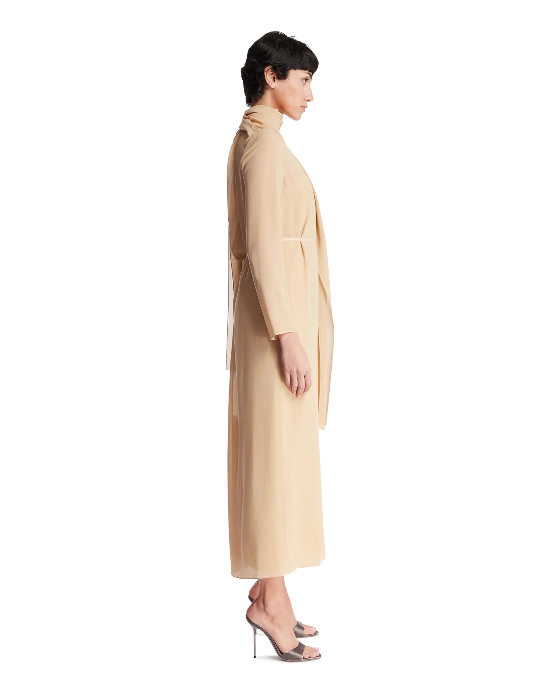 Abito Midi In Seta Beige - Image 4