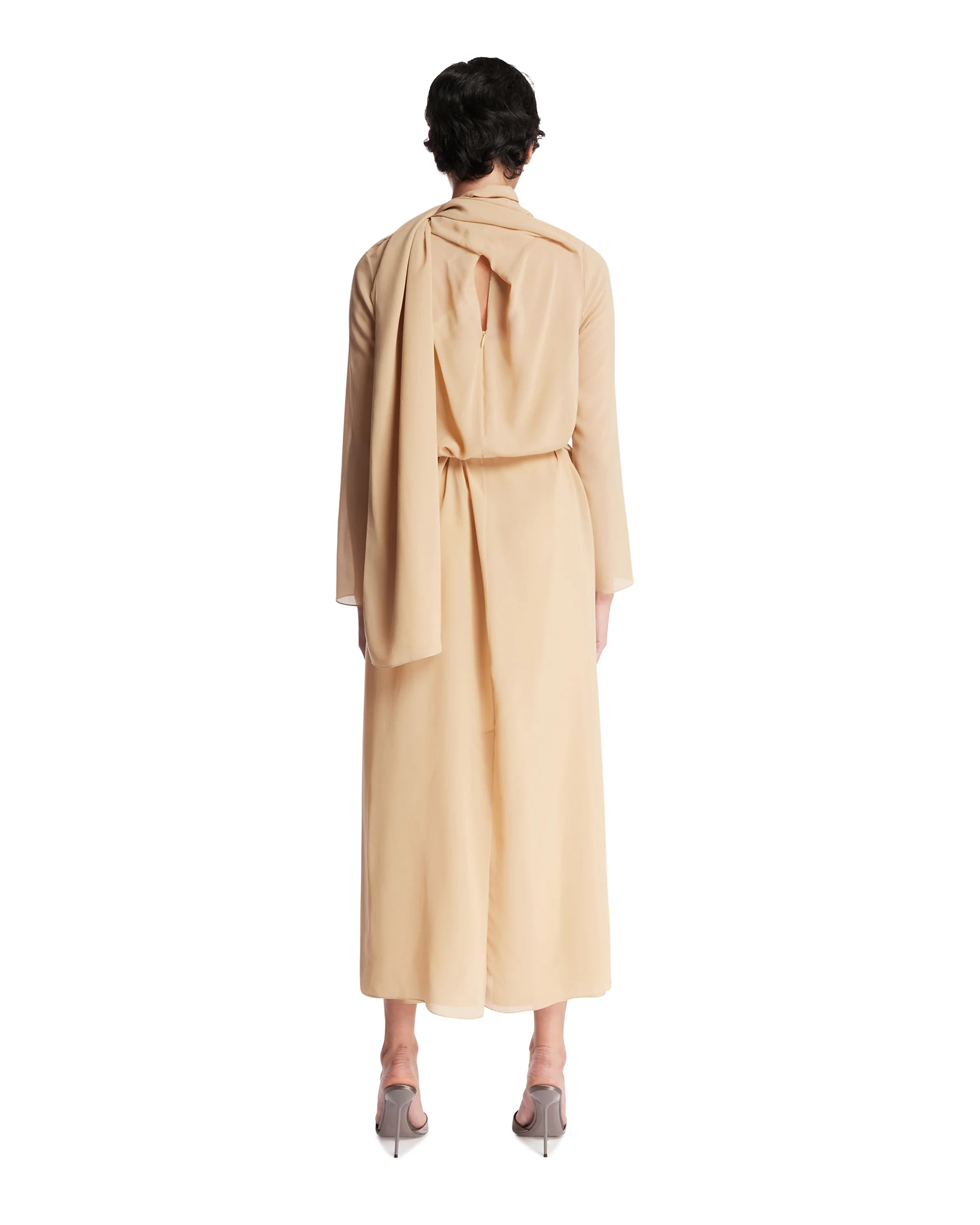 Abito Midi In Seta Beige - Image 5