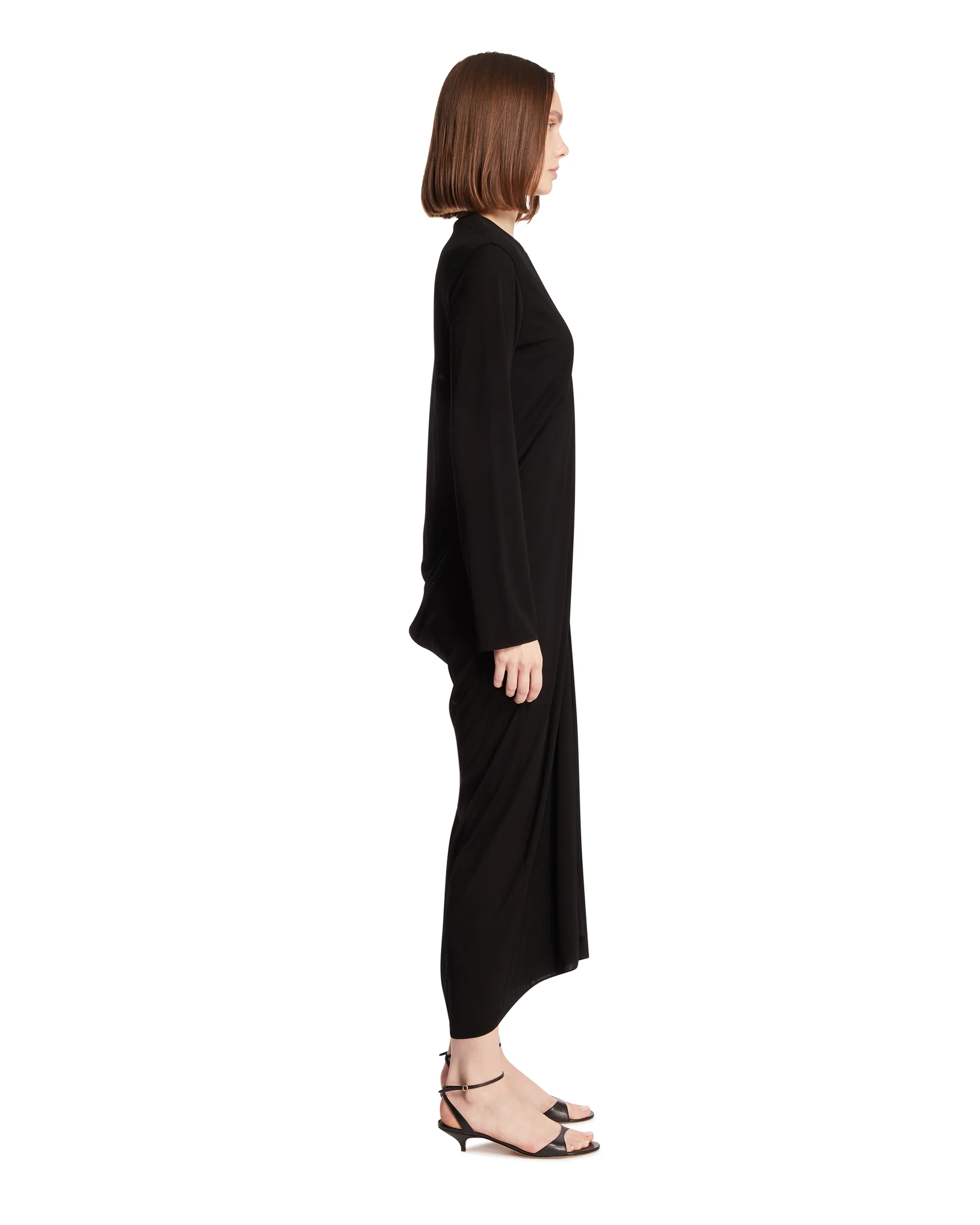 Abito Midi Con Scollo A V Nero - Image 4