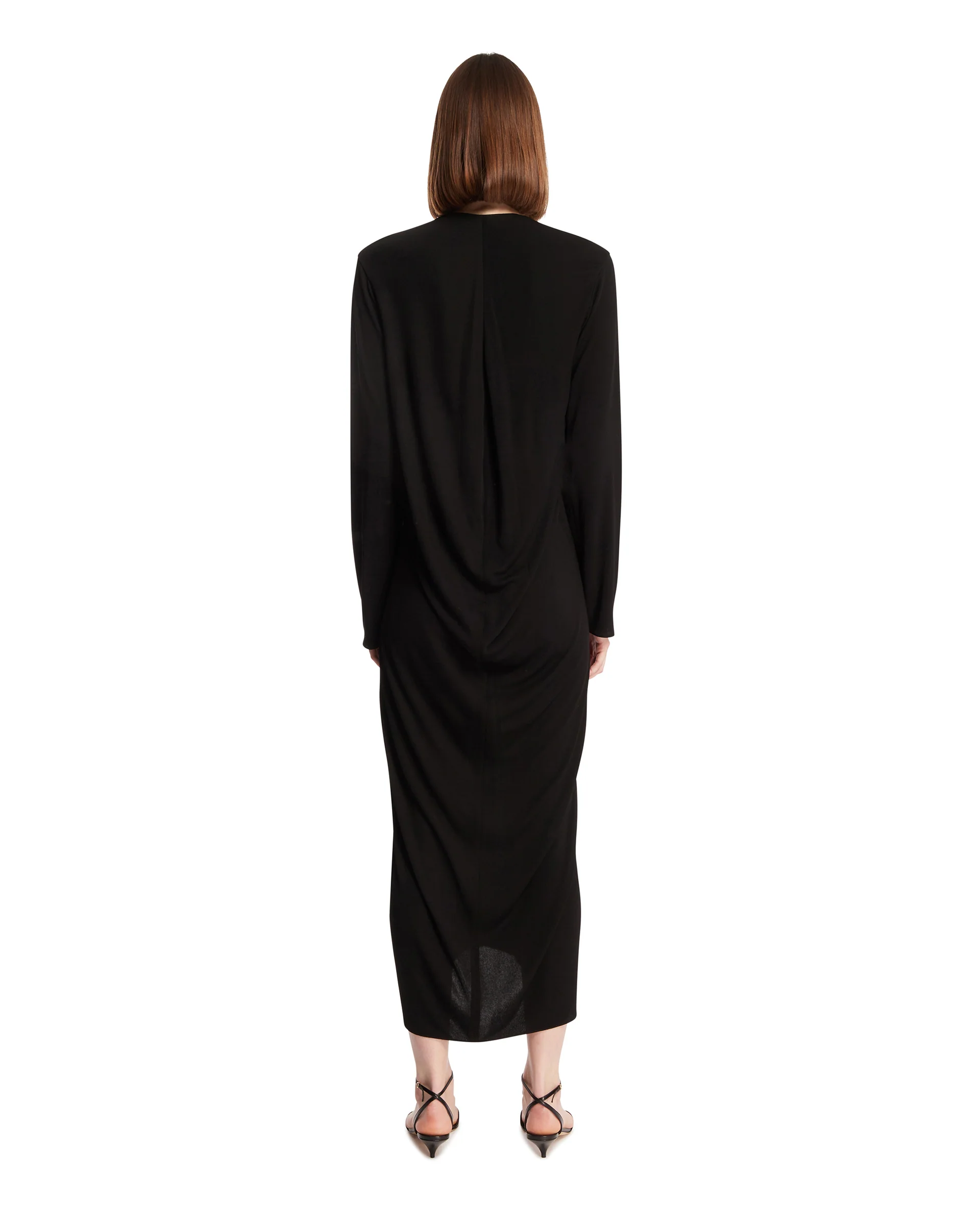 Abito Midi Con Scollo A V Nero - Image 5