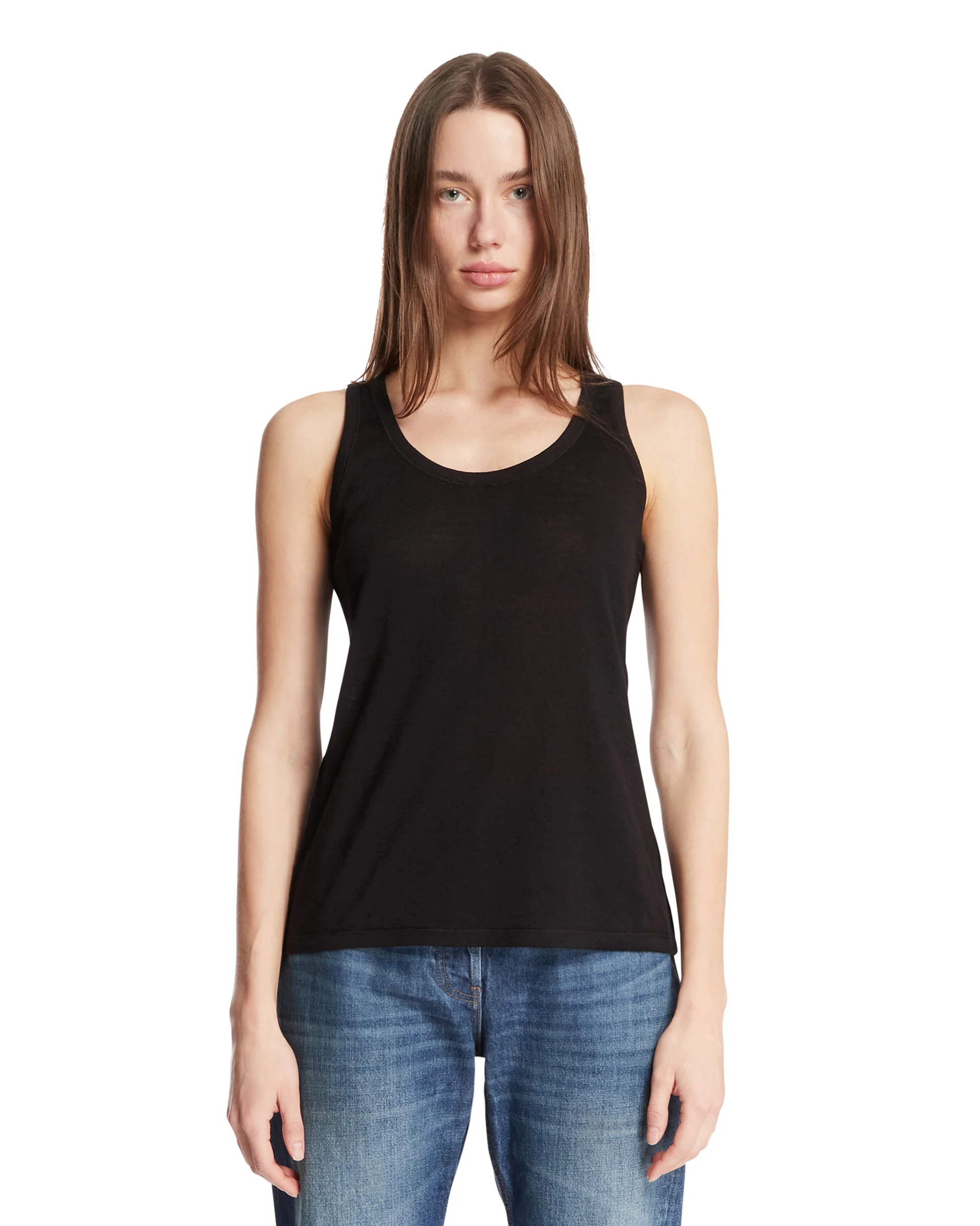 Top In Seta Lino E Cashmere Nero
