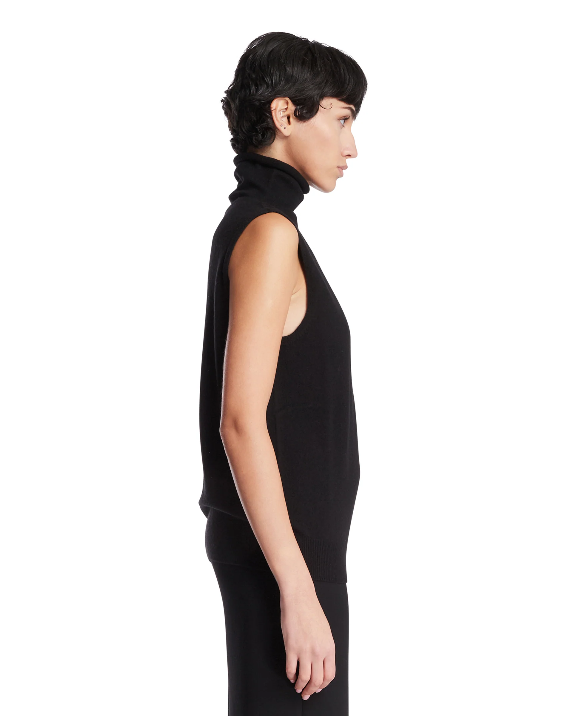 Dolcevita Senza Maniche In Cashmere Nero - Image 4