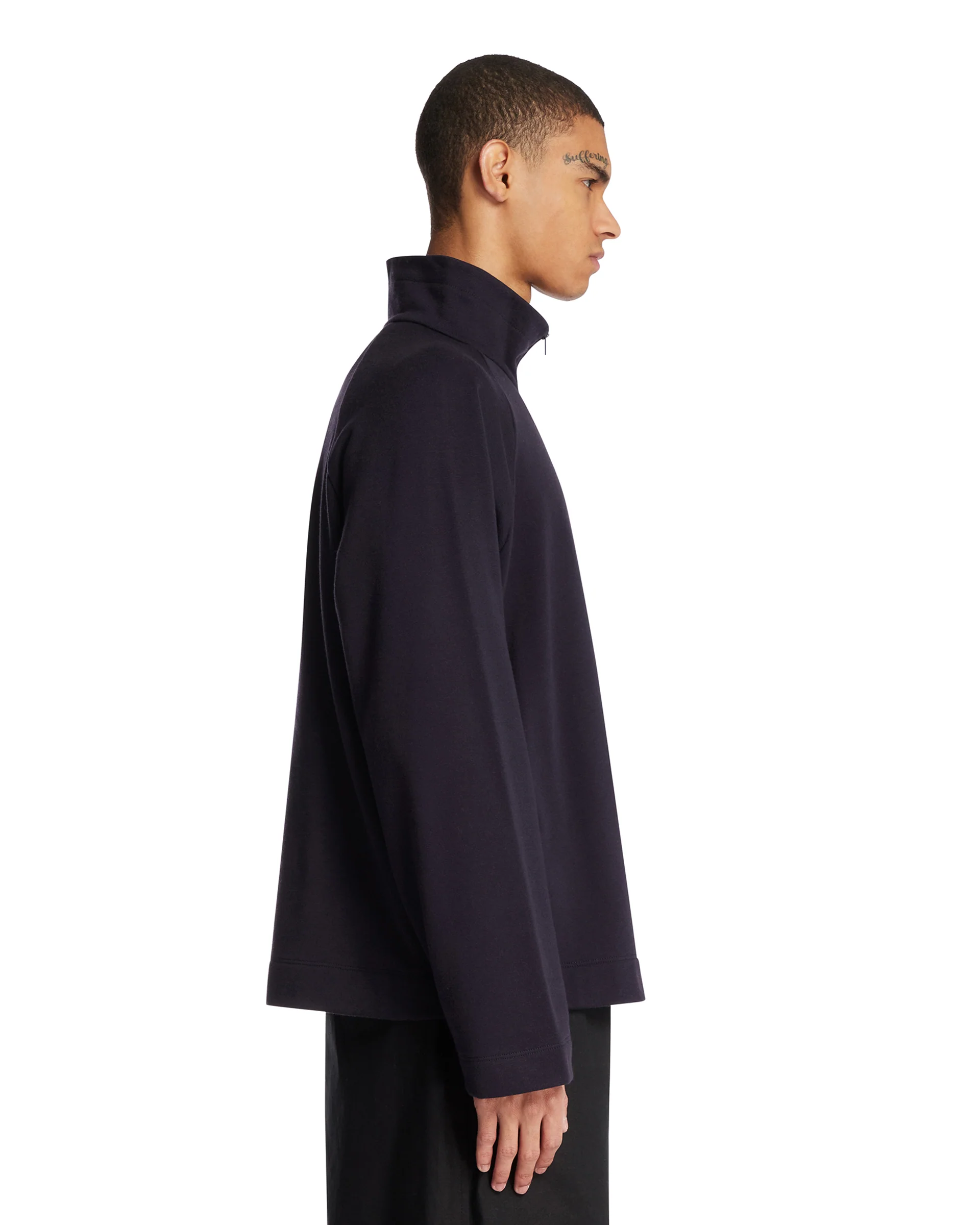 Top in Cotone E Cashmere Blu - Image 4