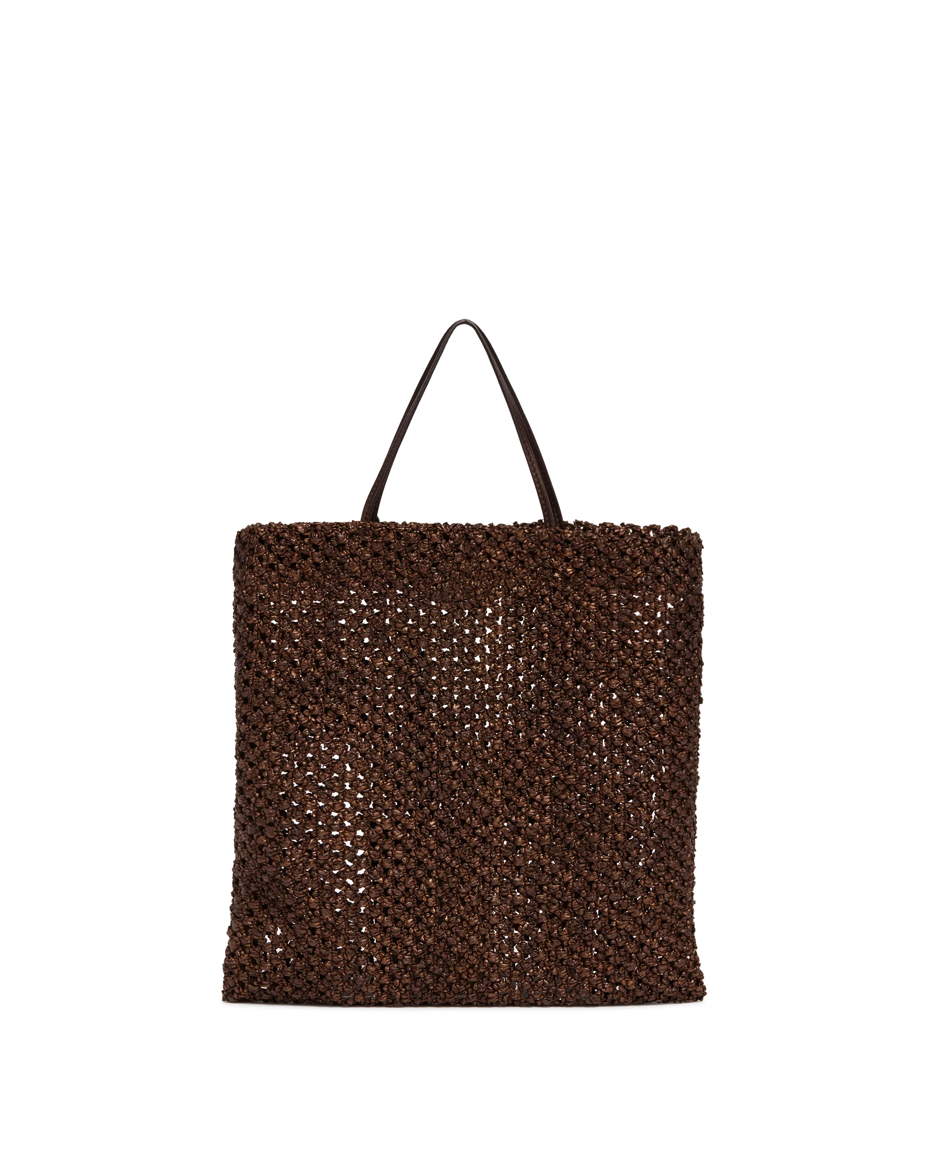 Borsa Intrecciata In Rafia Marrone