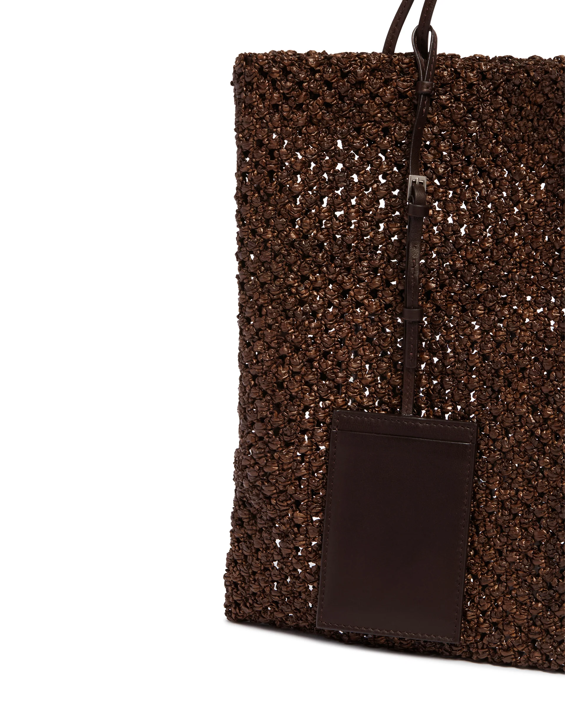 Borsa Intrecciata In Rafia Marrone - Image 4