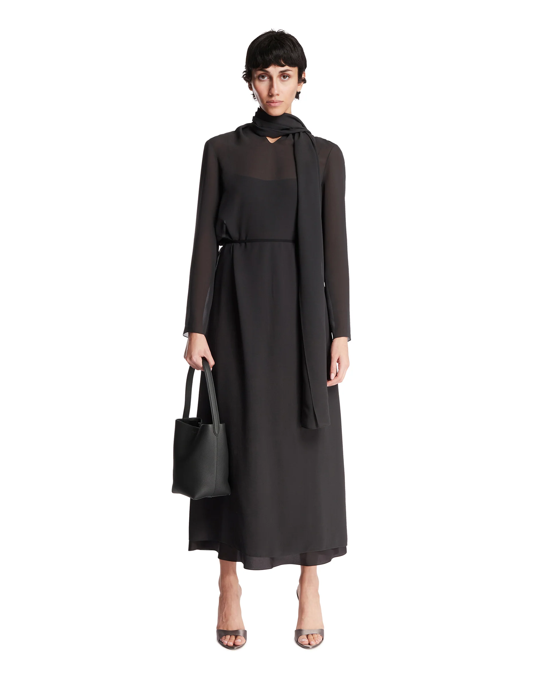 Abito Midi In Seta Grigio - Image 3