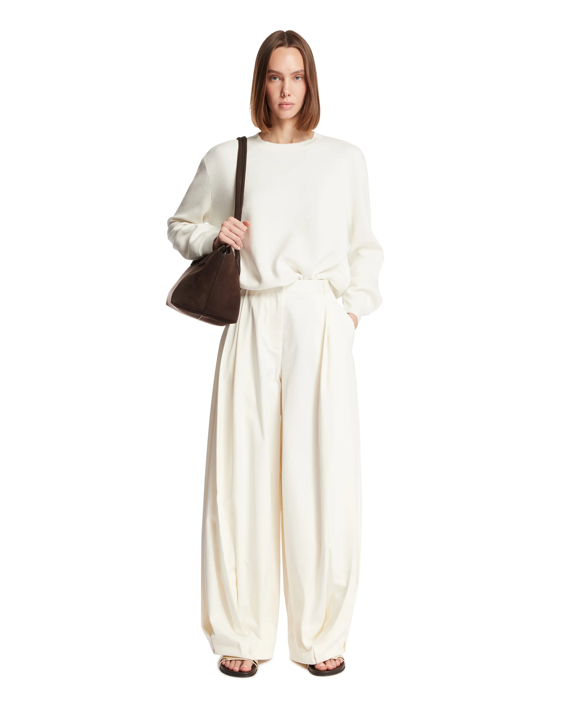 Maglione In Cotone E Seta Bianco - Image 3