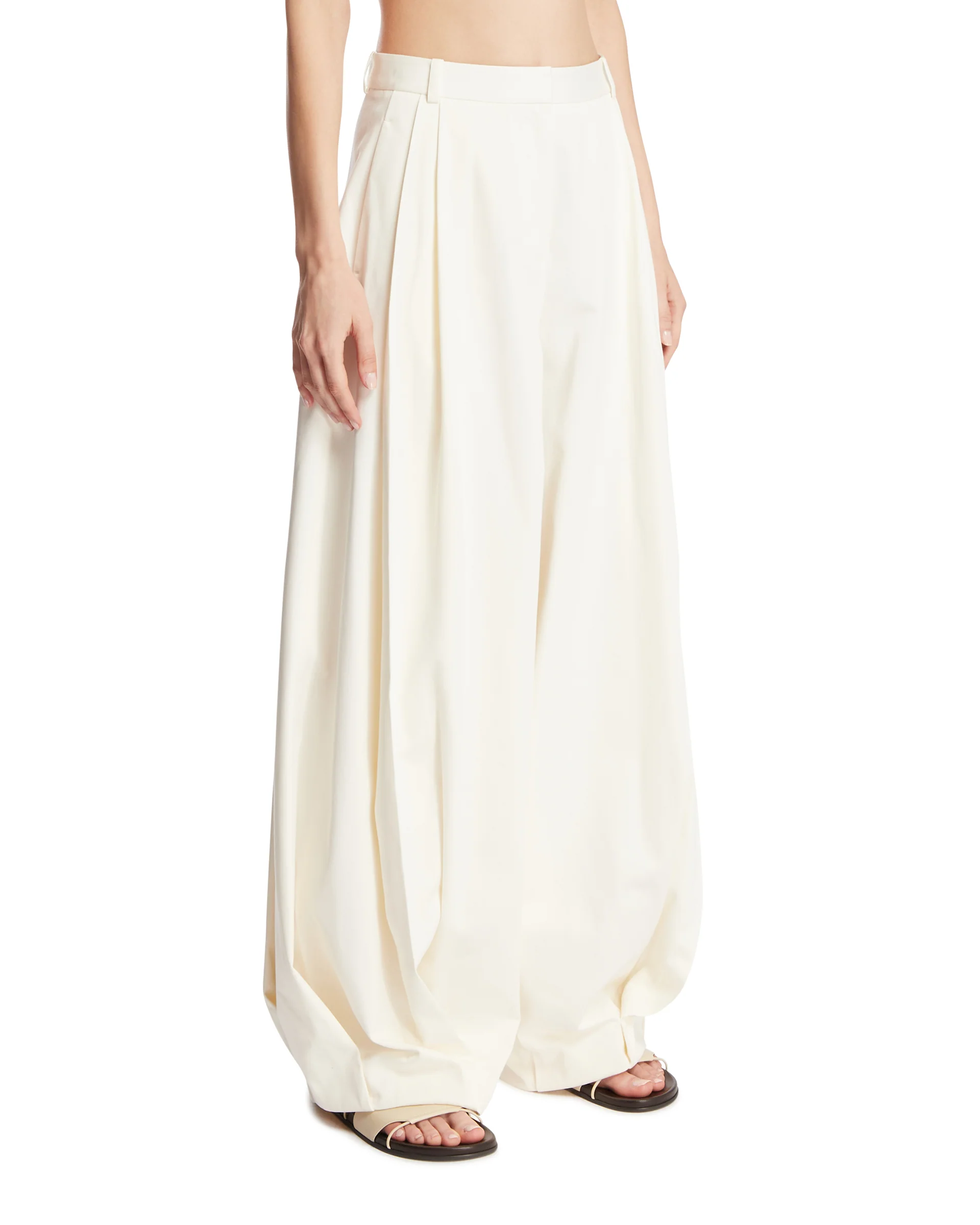 Pantaloni In Cotone E Seta Bianchi - Image 2