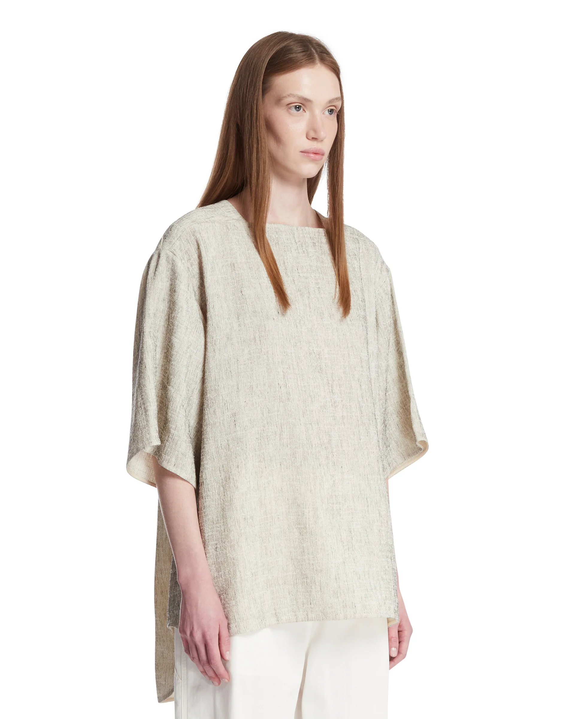 T-Shirt In Lino E Seta Bianca - Image 2