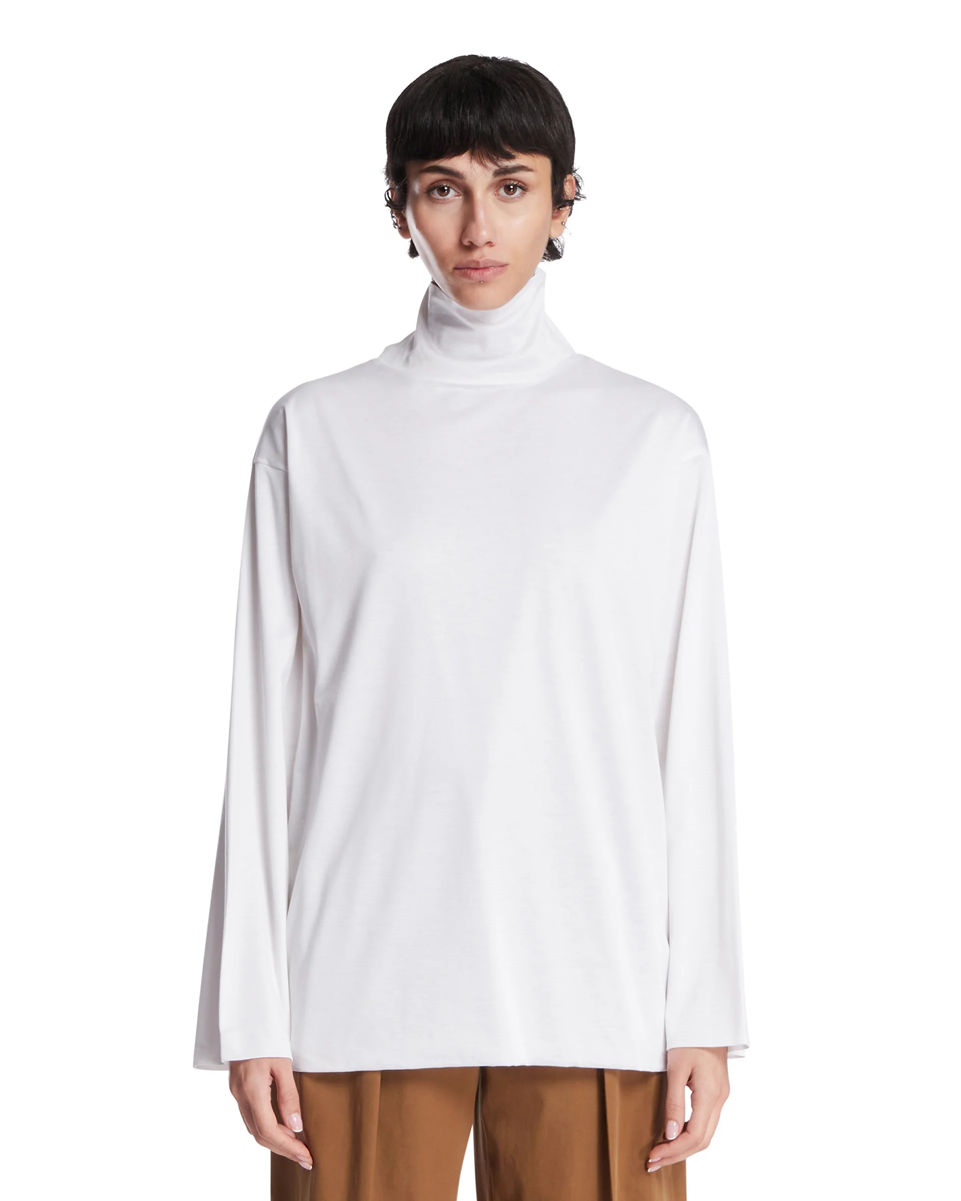 Top In Seta E Cotone Bianco