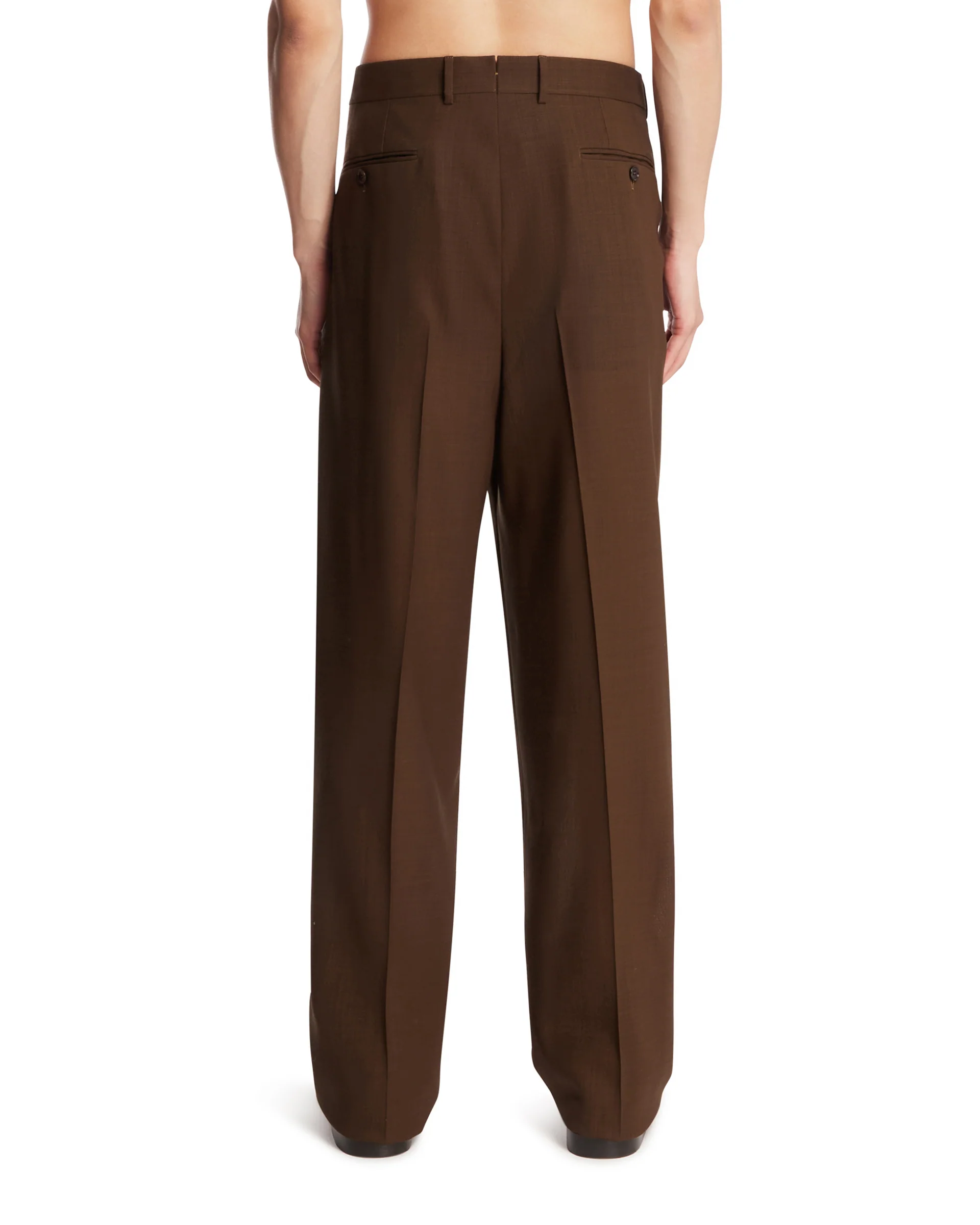 Pantaloni In Lana Con Pinces Marroni - Image 5
