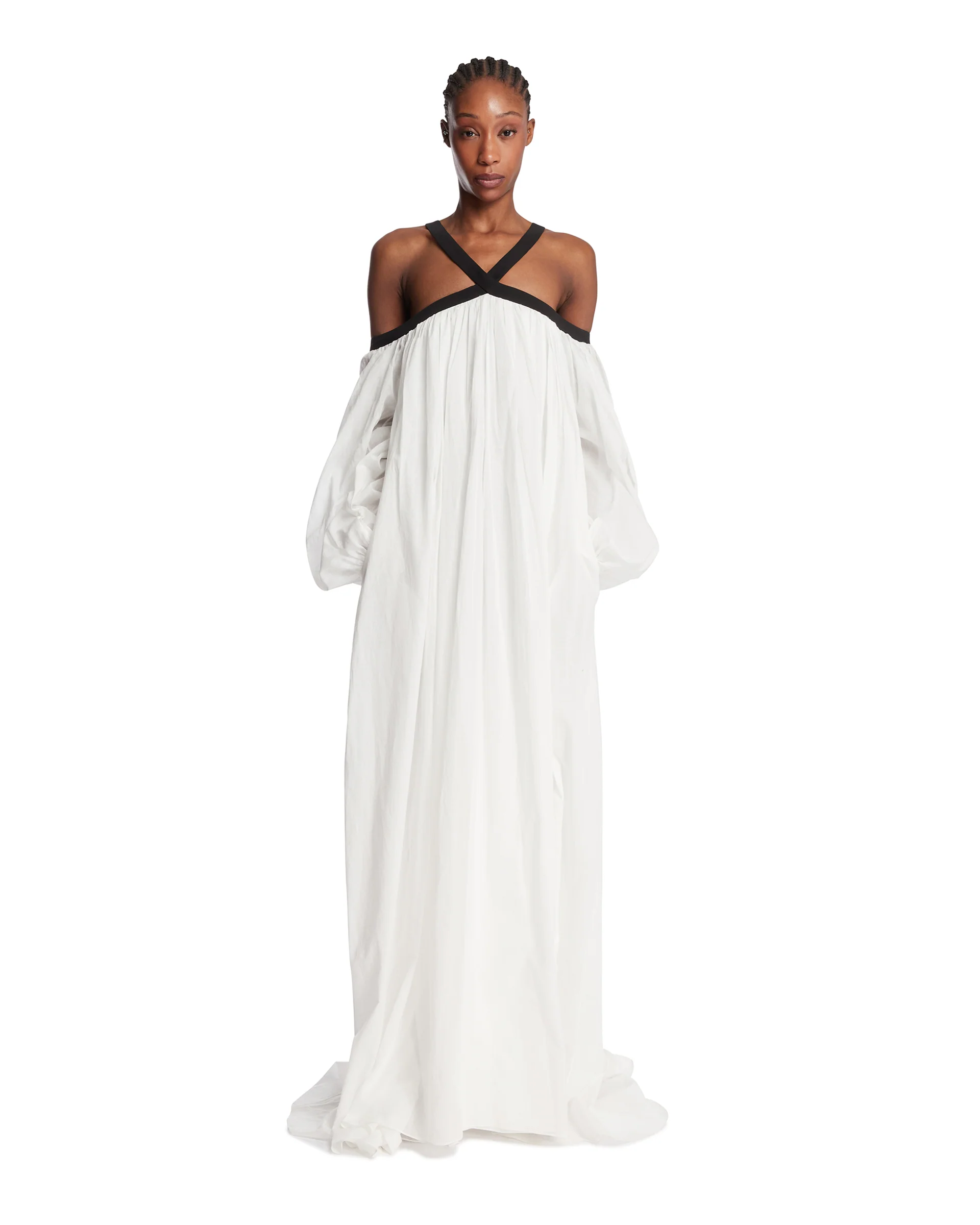 Abito Lungo In Cotone Bianco - Image 3