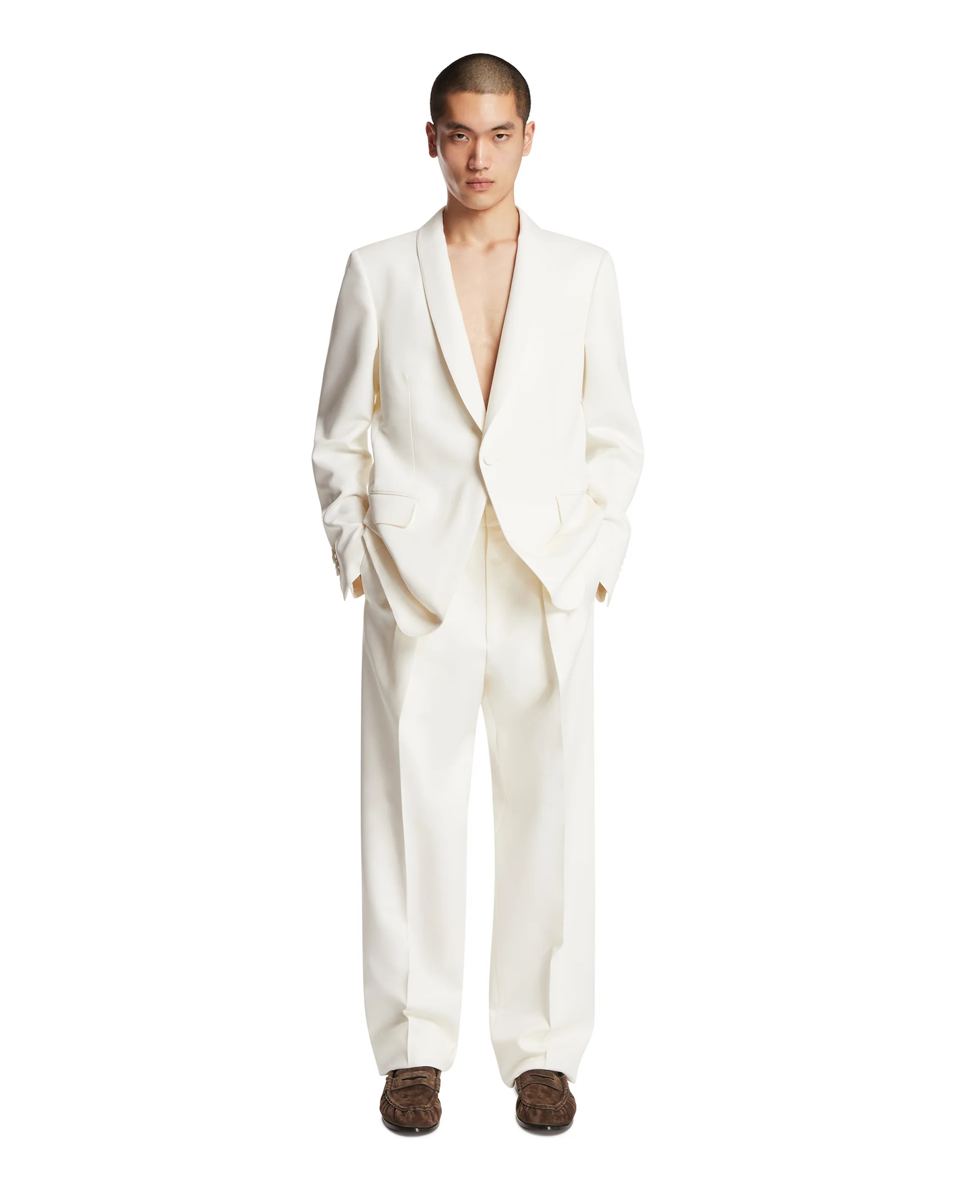 Pantaloni In Lana E Seta Bianchi - Image 3