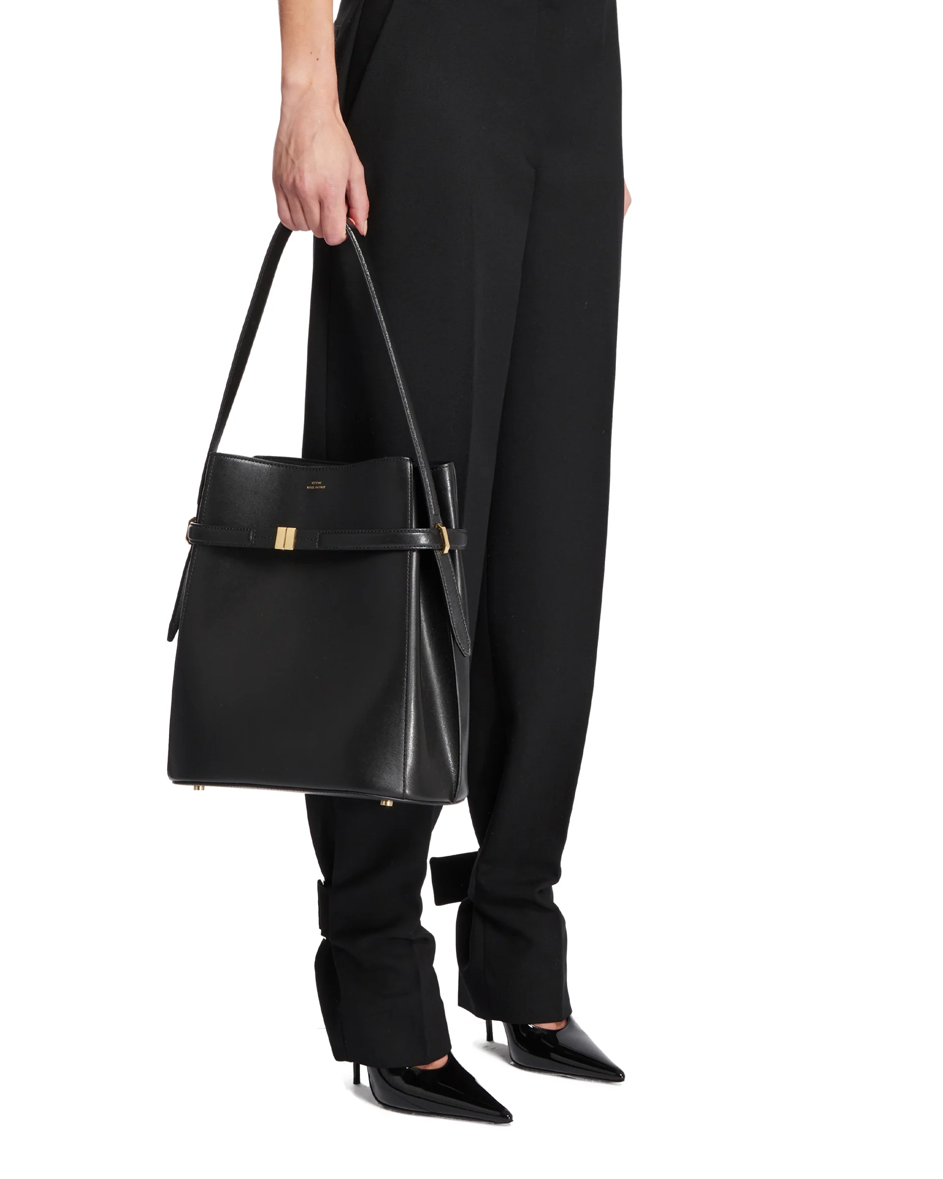 Borsa A Secchiello Nera Con Cintura - Image 3