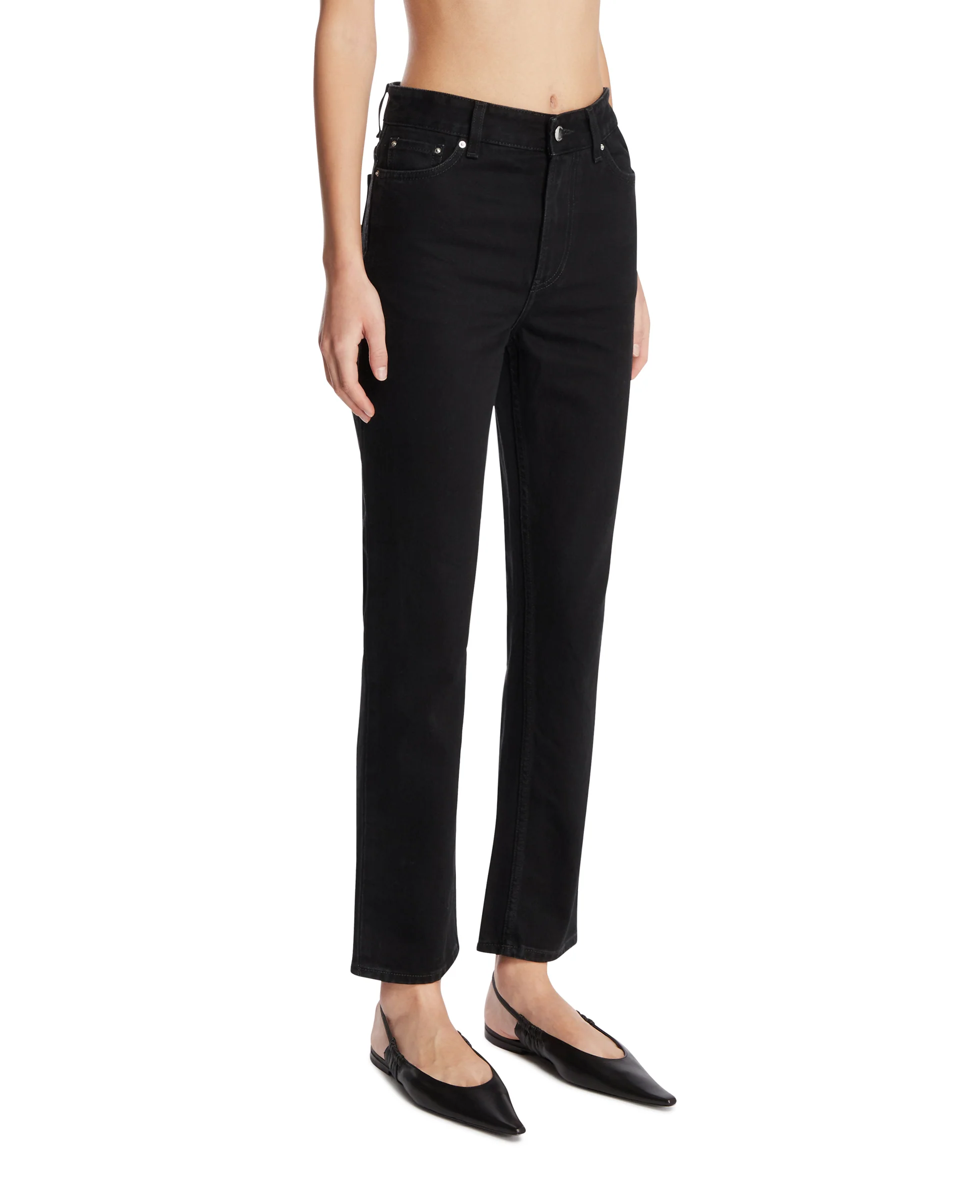 Jeans A Gamba Dritta Cropped Neri - Image 2