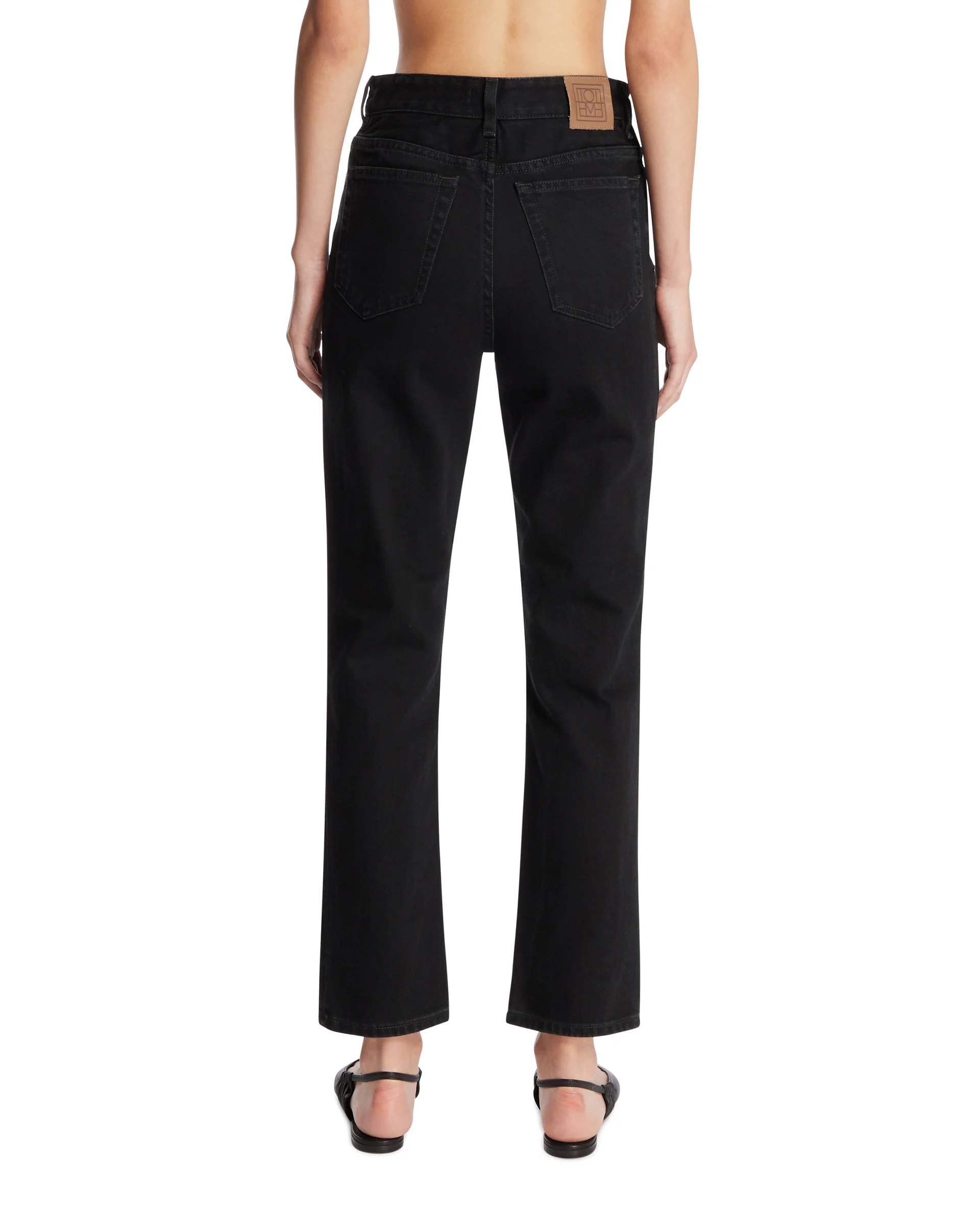 Jeans A Gamba Dritta Cropped Neri - Image 5