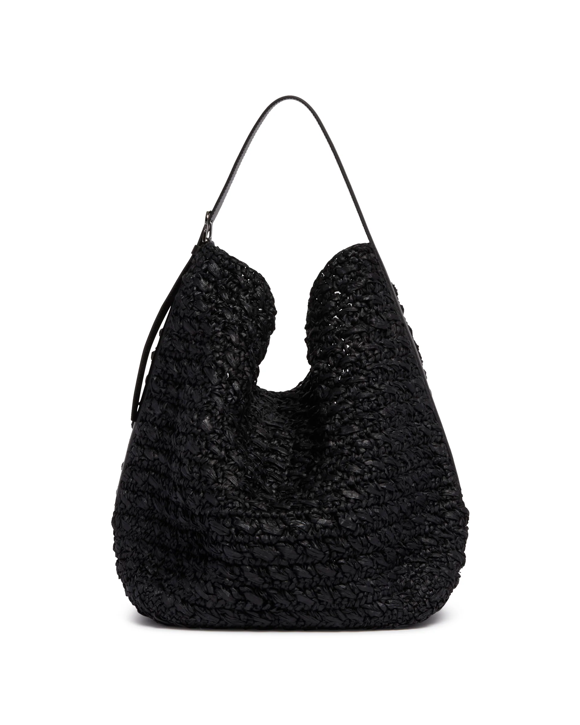 Borsa Belted Tote In Rafia Nera - Image 2
