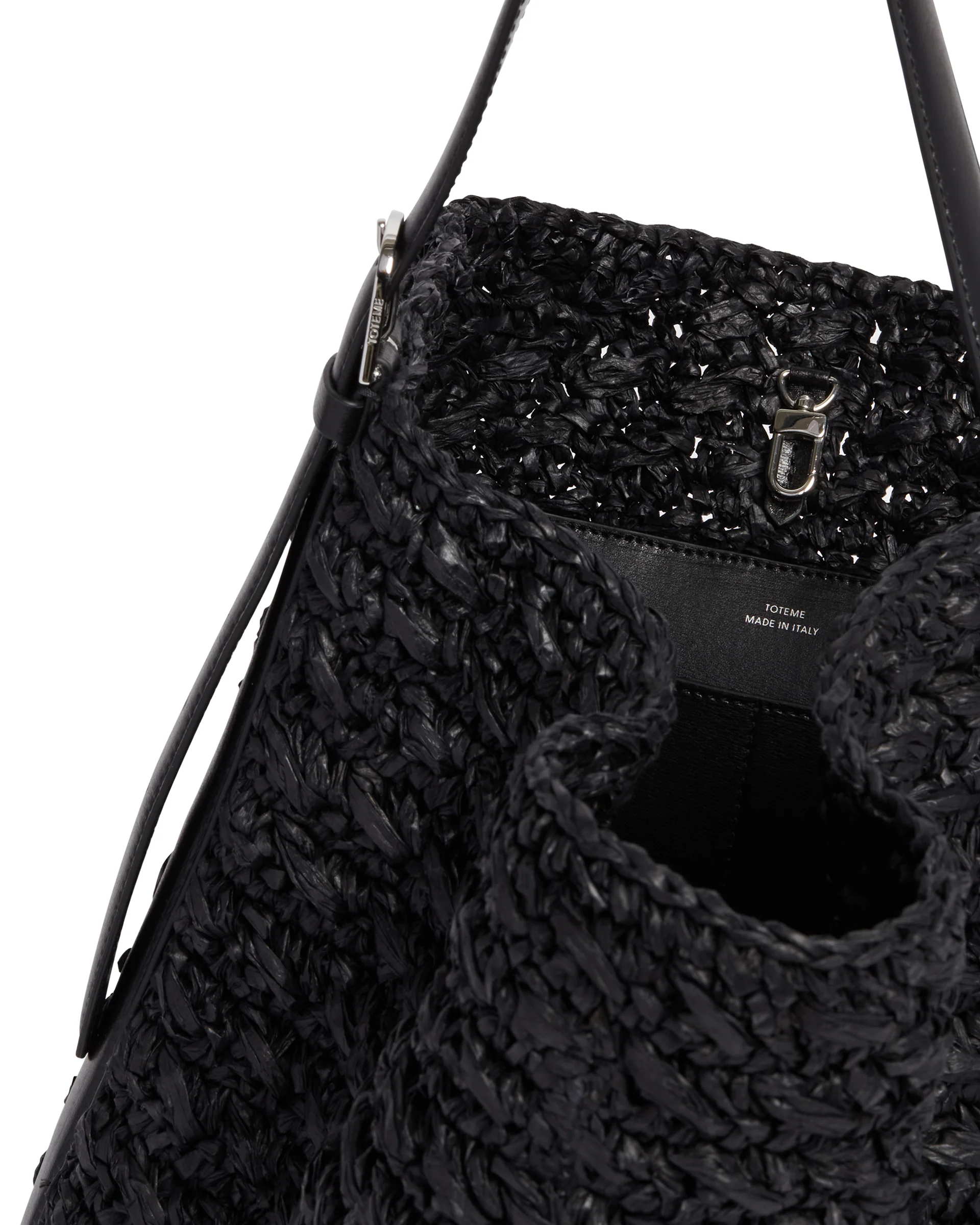Borsa Belted Tote In Rafia Nera - Image 4