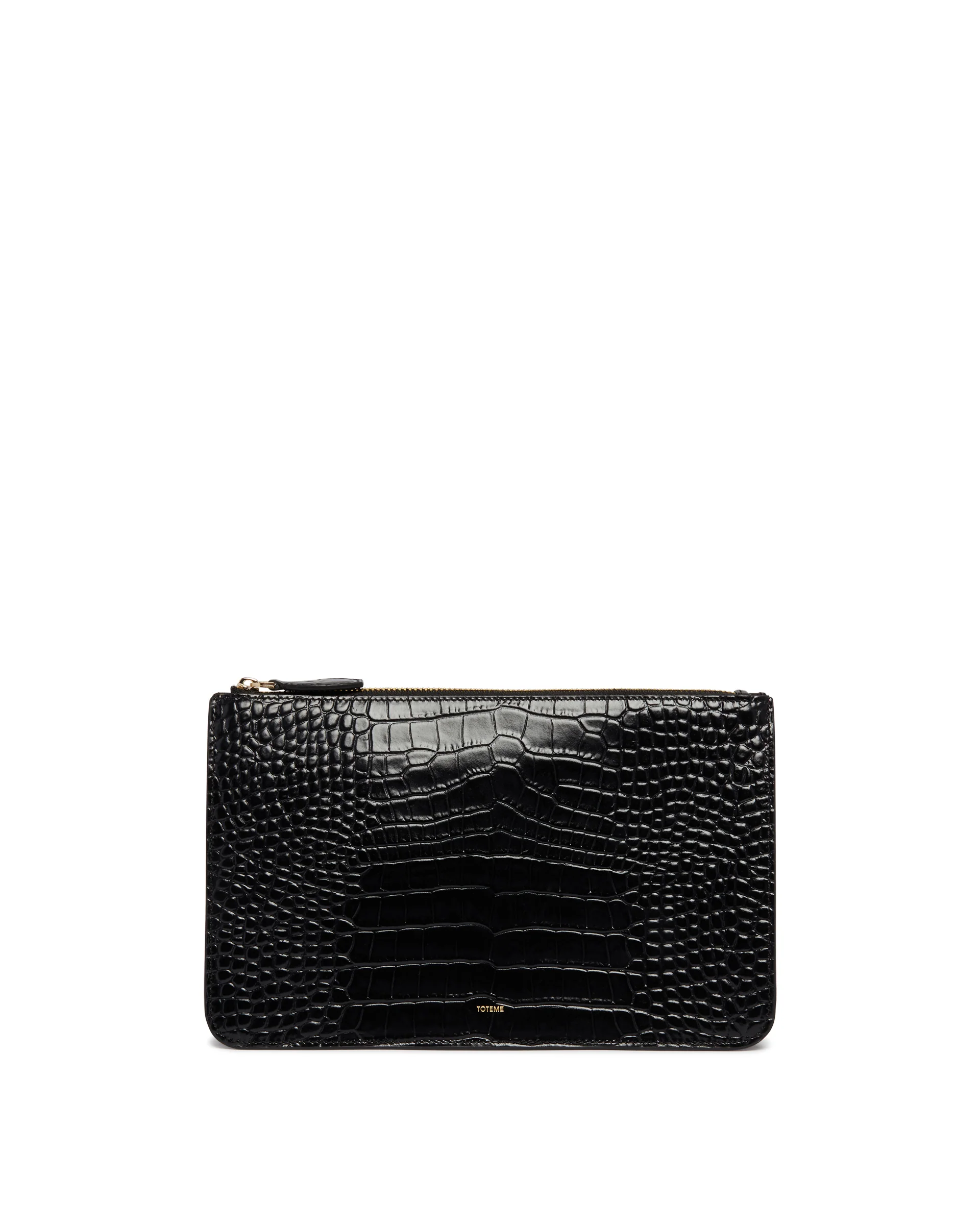 Pochette Threefold Stampa Cocco Nera