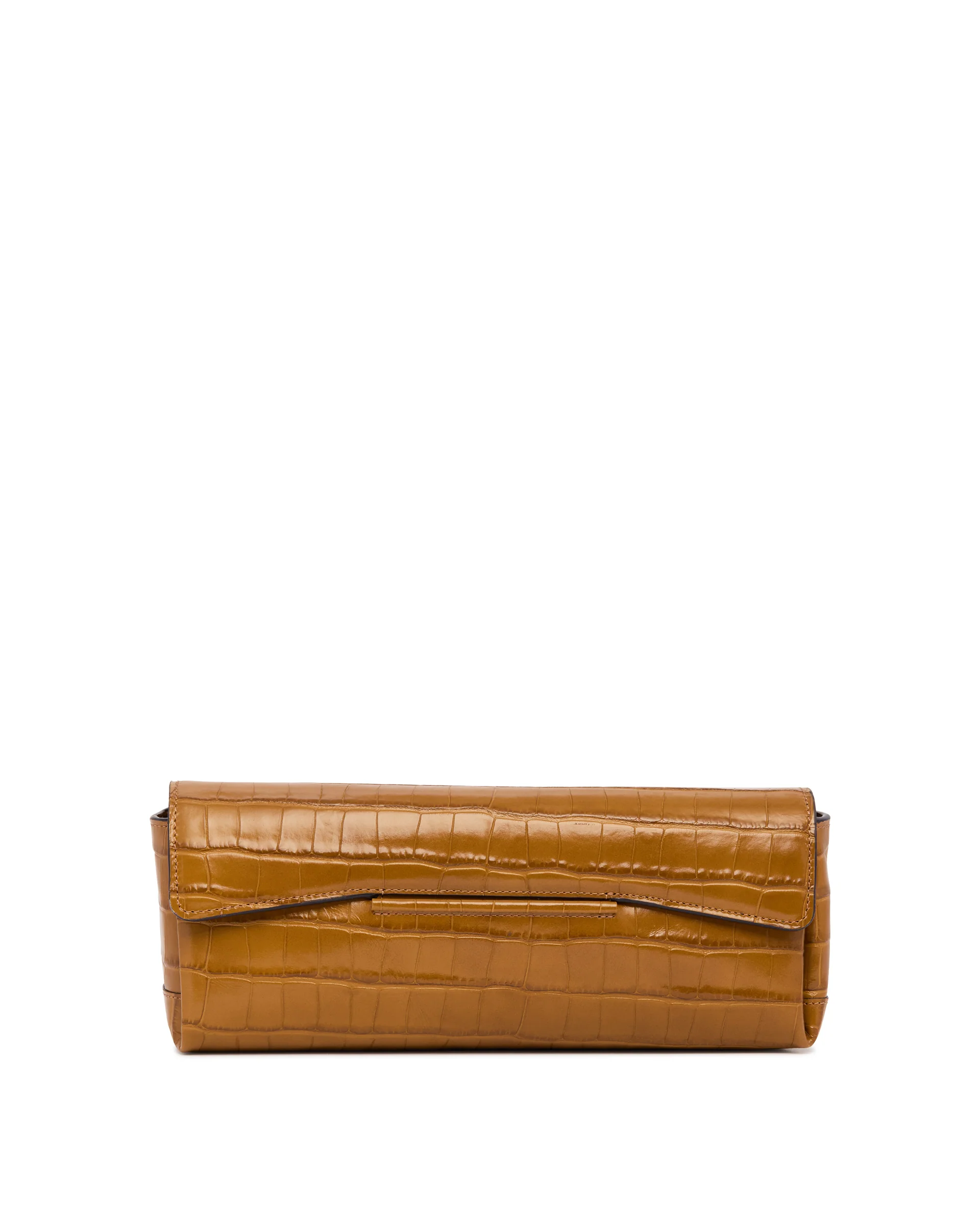 Clutch In Pelle Stampa Cocco Marrone