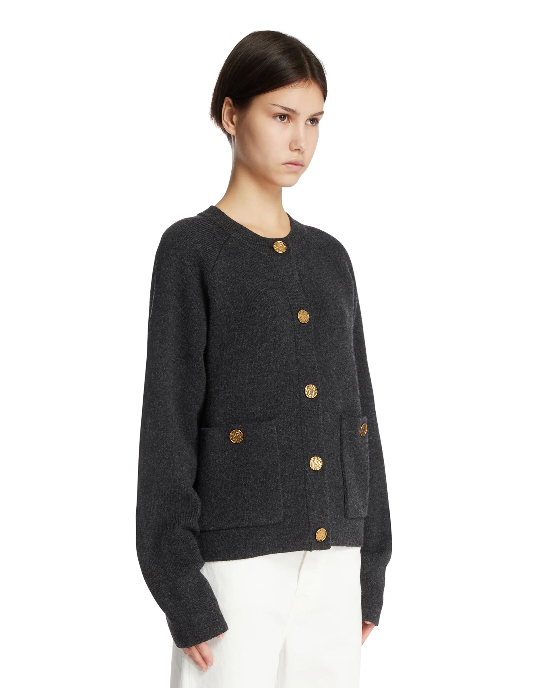 Cardigan Con Bottoni Gioiello Grigio - Image 2