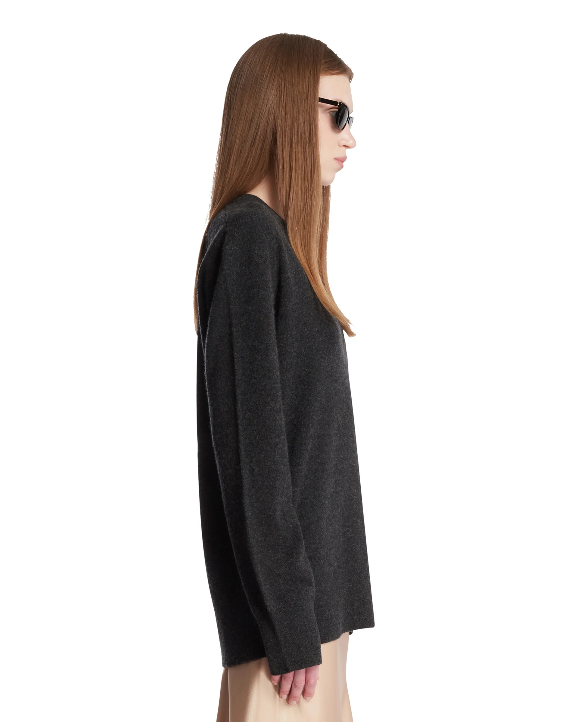 Maglione Con Scollo A V Grigio - Image 4