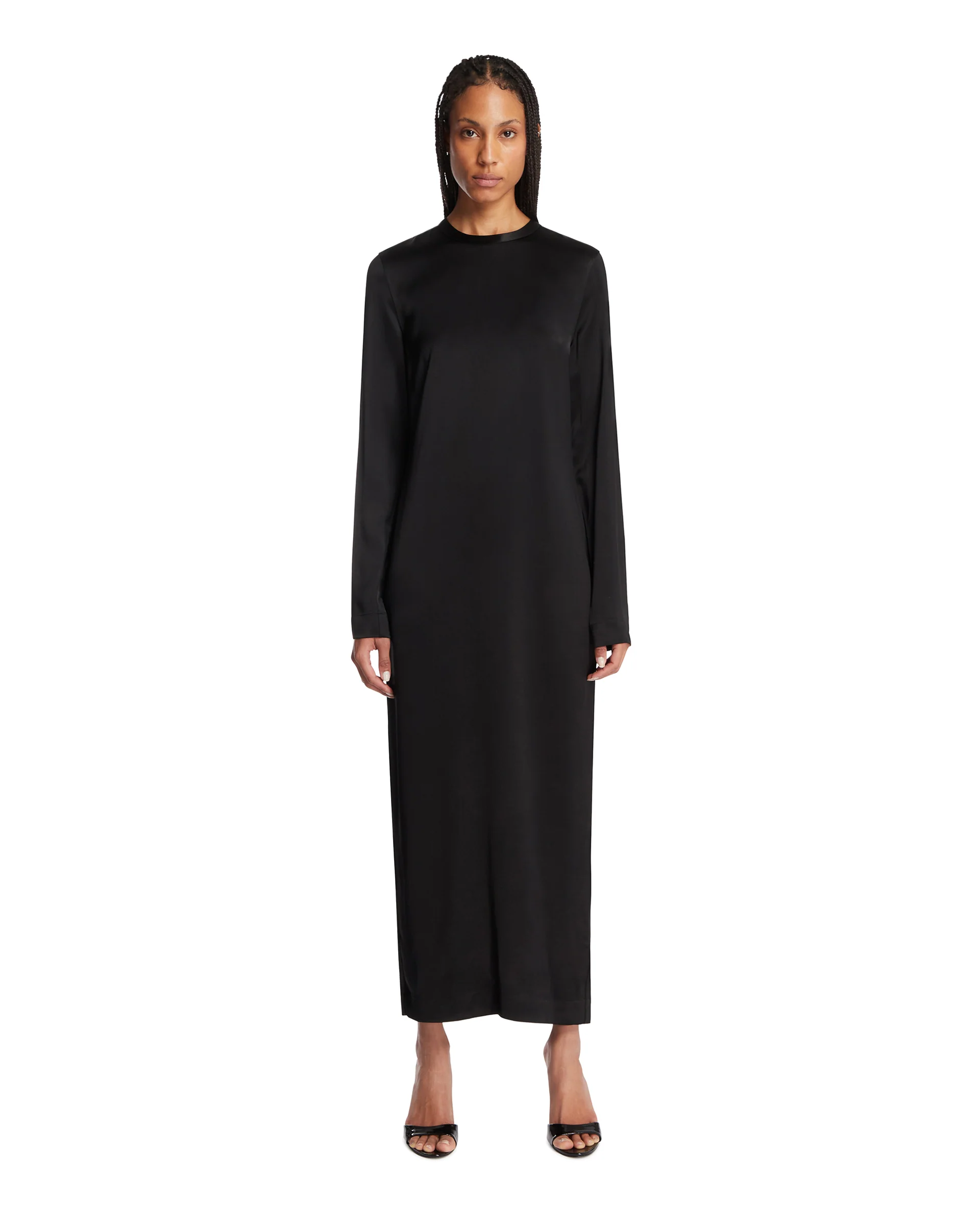 Abito Lungo In Satin Nero