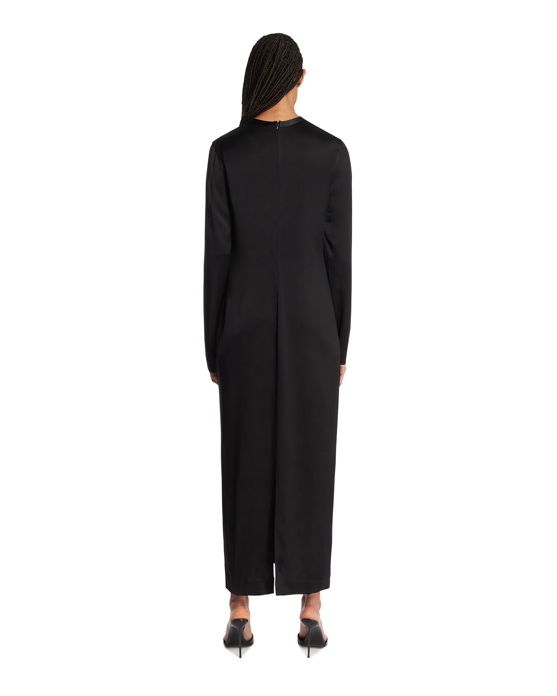Abito Lungo In Satin Nero - Image 5
