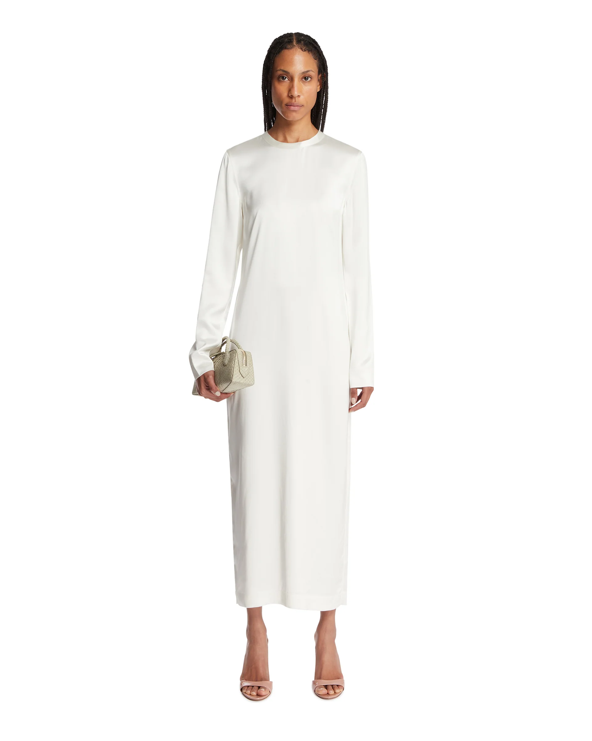 Abito Lungo In Satin Bianco - Image 3