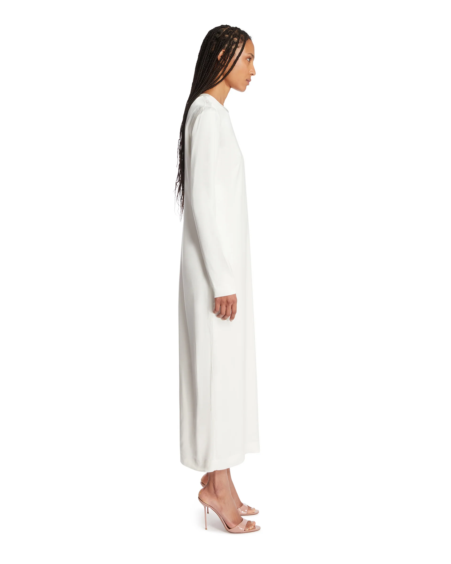 Abito Lungo In Satin Bianco - Image 4