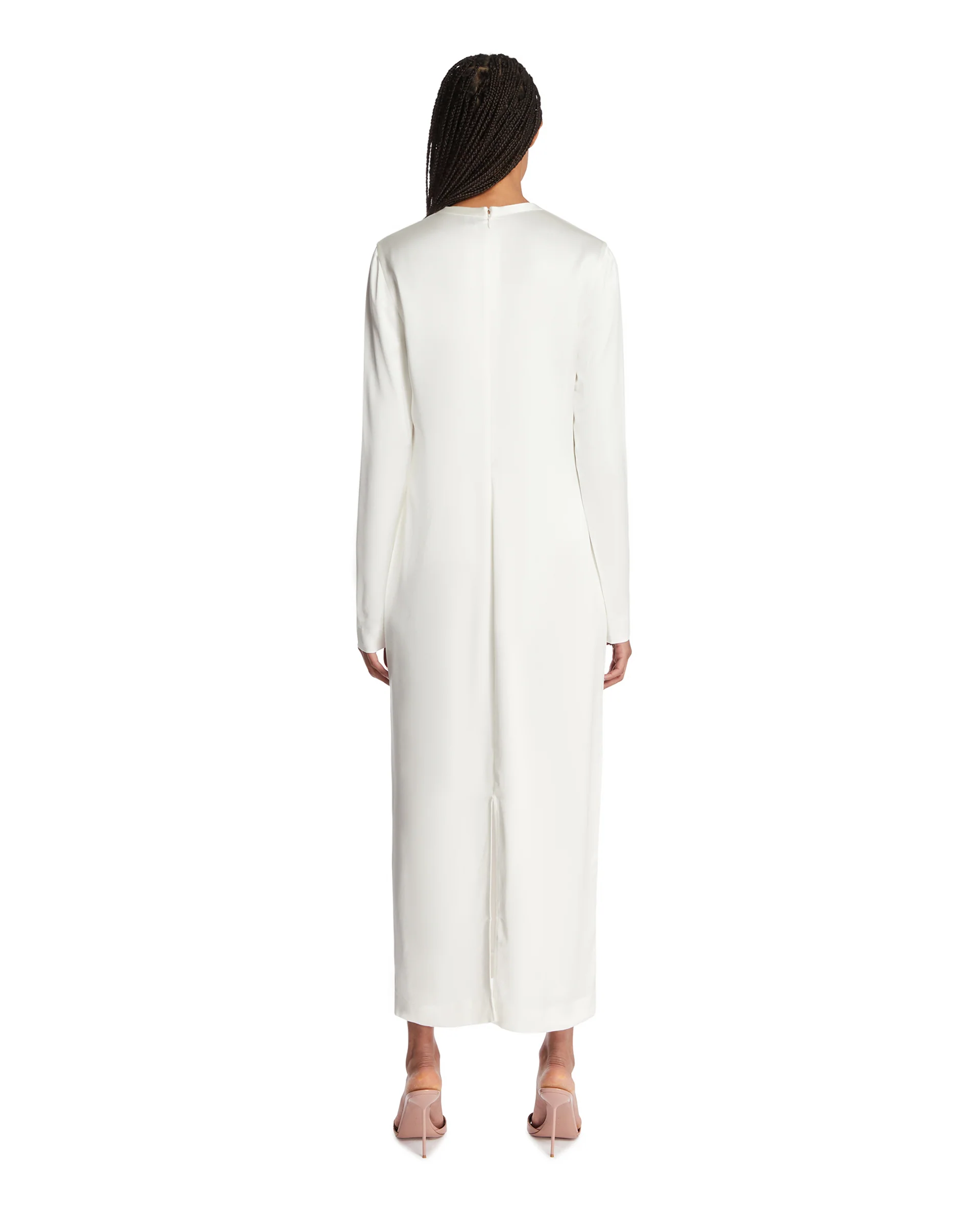 Abito Lungo In Satin Bianco - Image 5