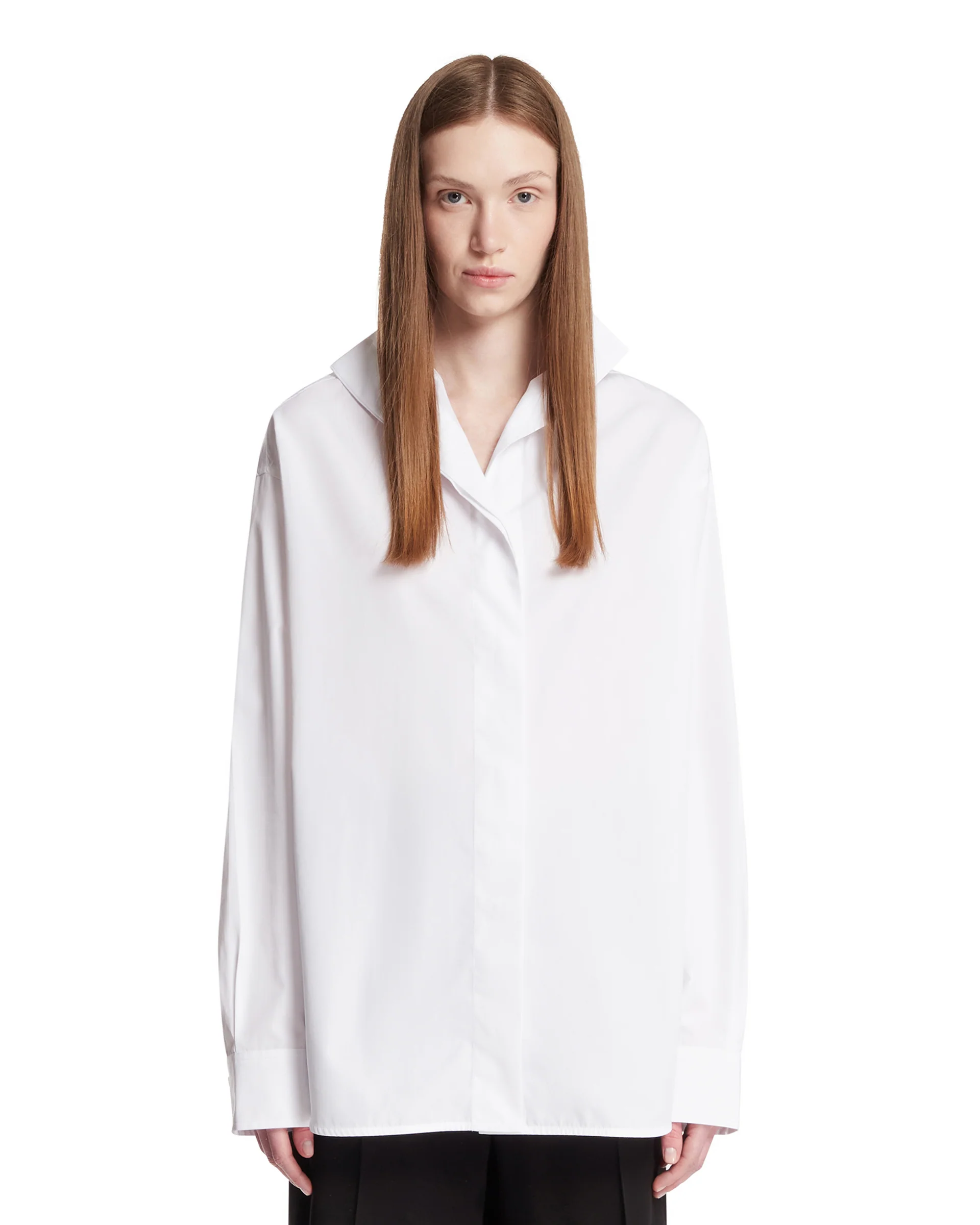Camicia Con Scollo A V Bianca